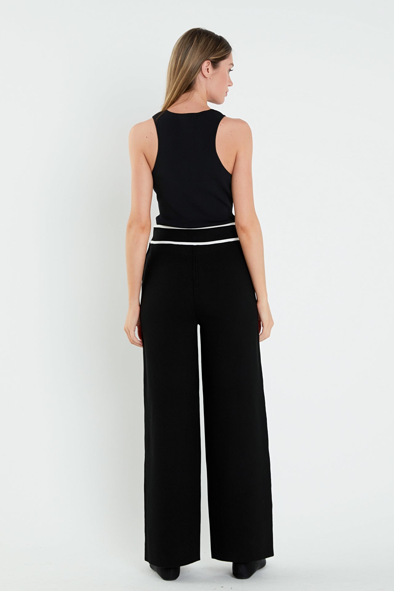ENGLISH FACTORY - High-Waisted Wide-Leg Knit Pants - PANTS available at Objectrare