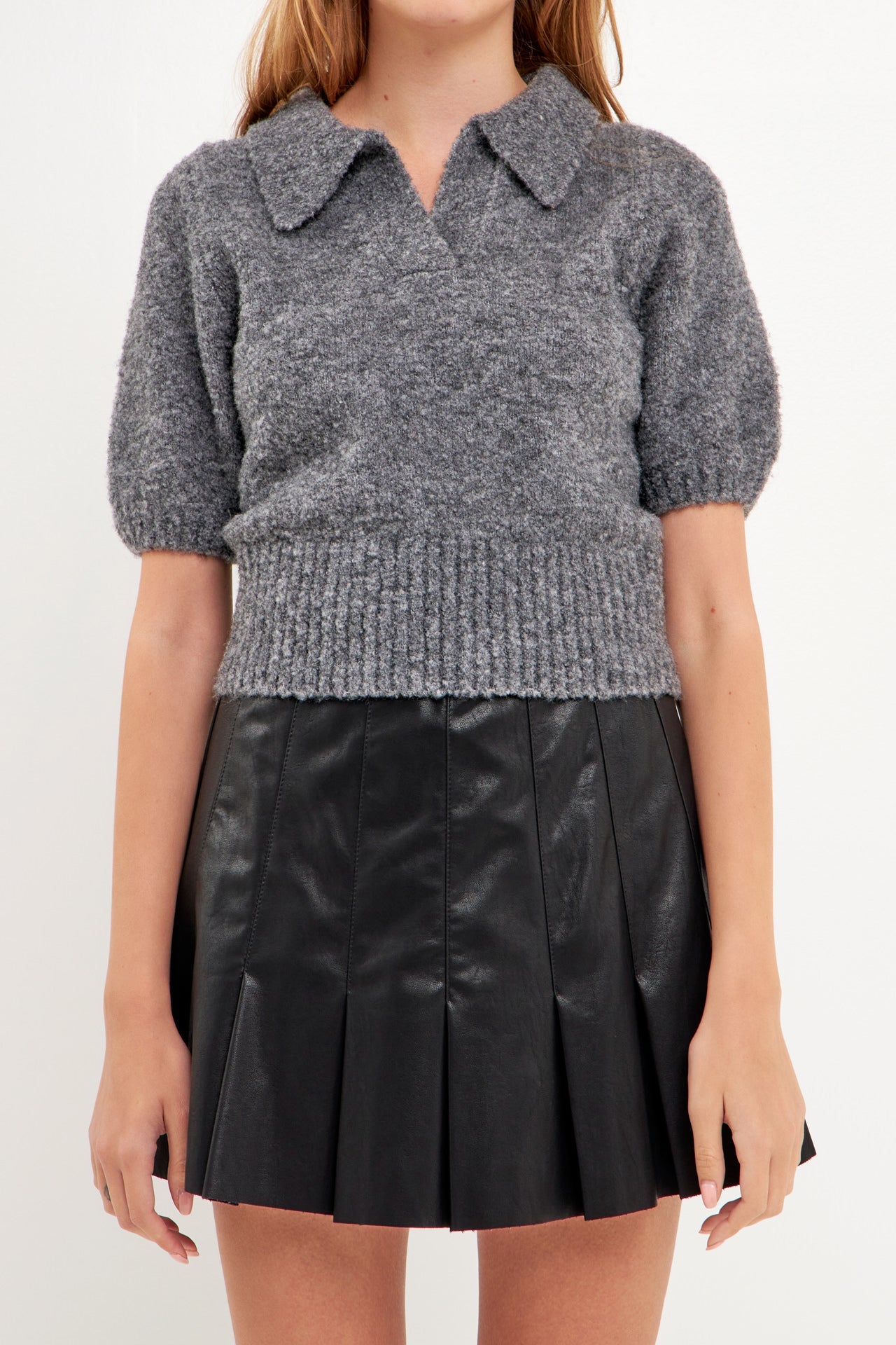 ENDLESS ROSE - Short-Sleeve Collared Sweater - SWEATERS & KNITS available at Objectrare