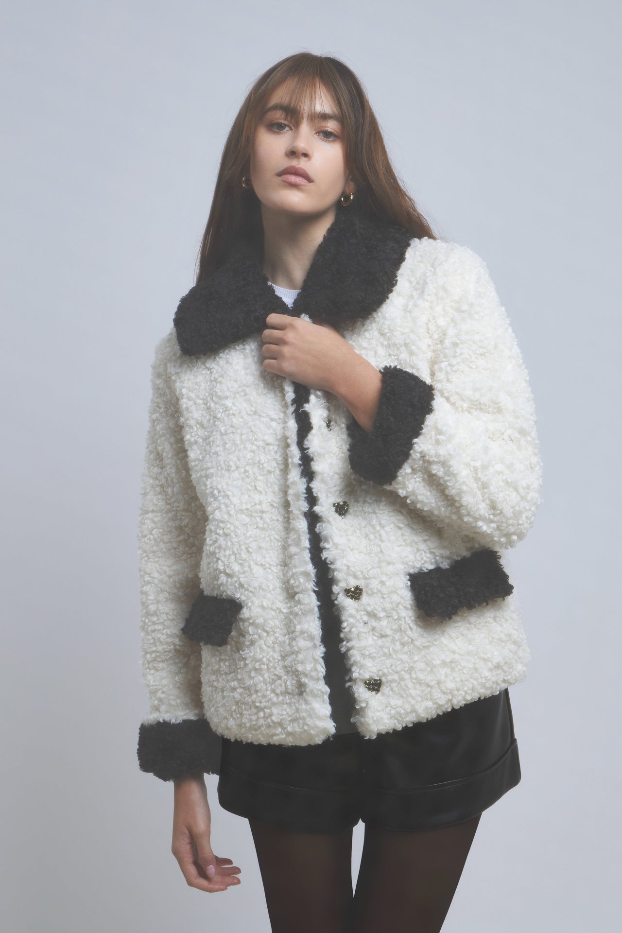 ENDLESS ROSE - Colorblock Sherpa Jacket - JACKETS available at Objectrare