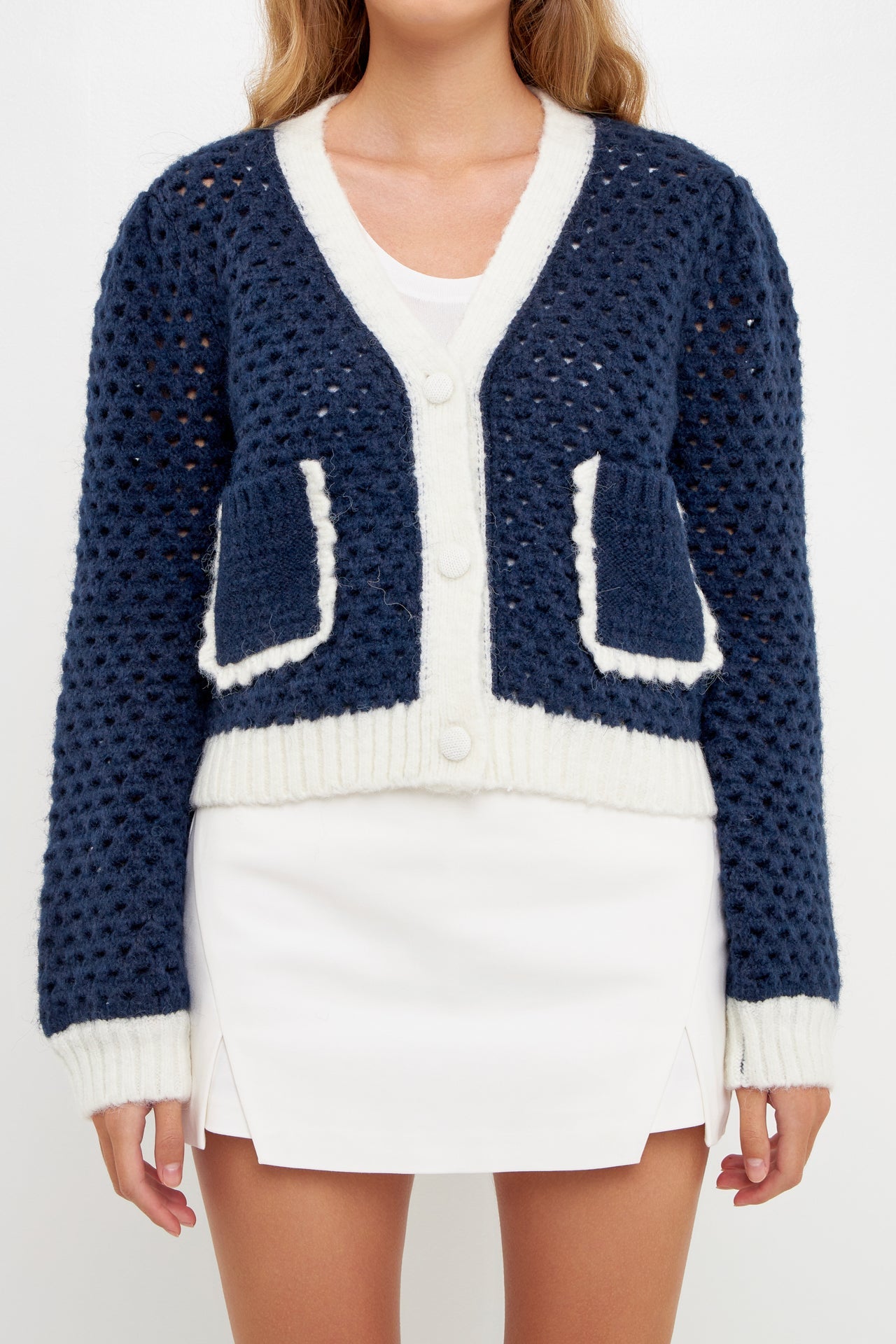 ENGLISH FACTORY - Open Weave Cardigan - SWEATERS & KNITS available at Objectrare