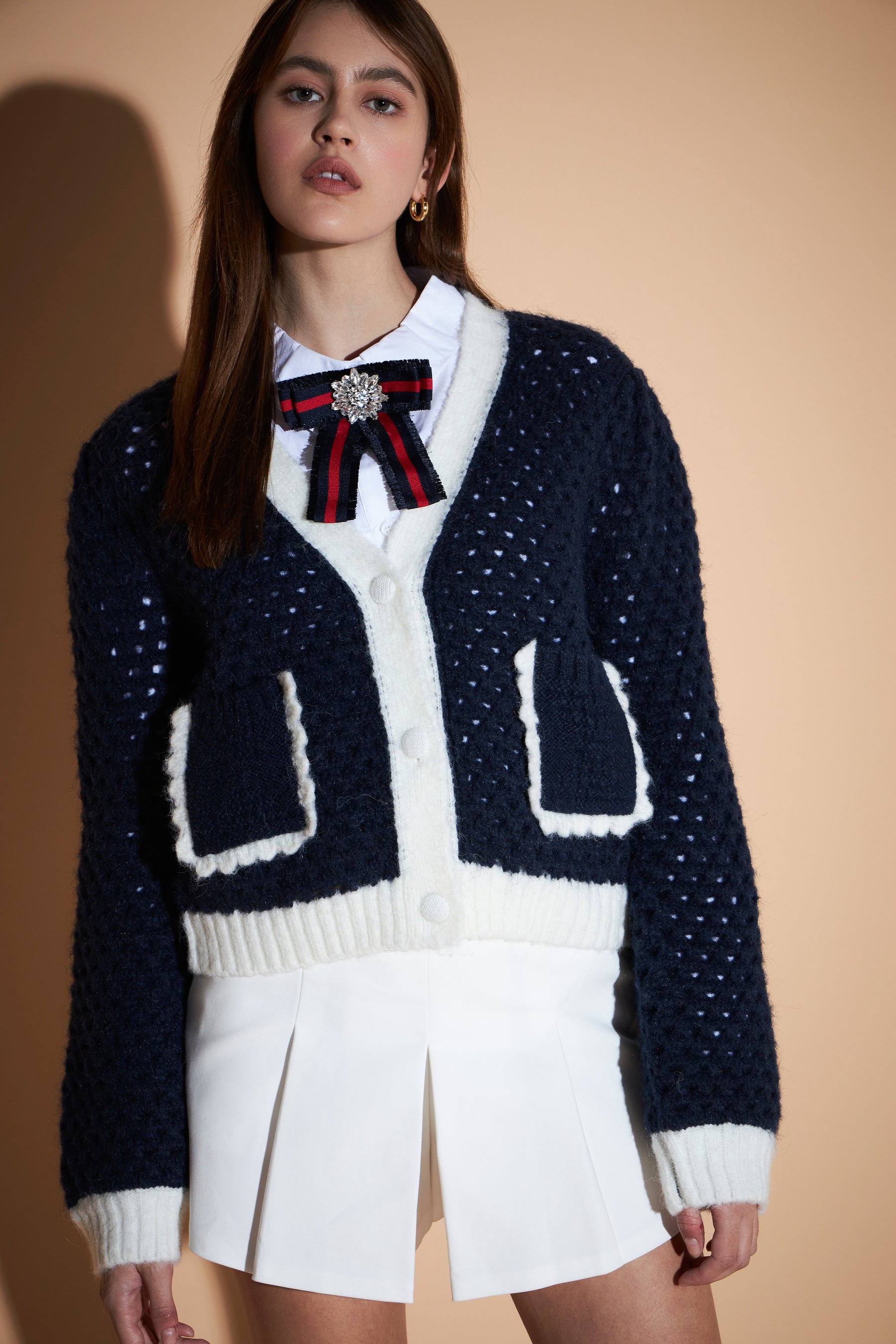ENGLISH FACTORY - Open Weave Cardigan - SWEATERS & KNITS available at Objectrare