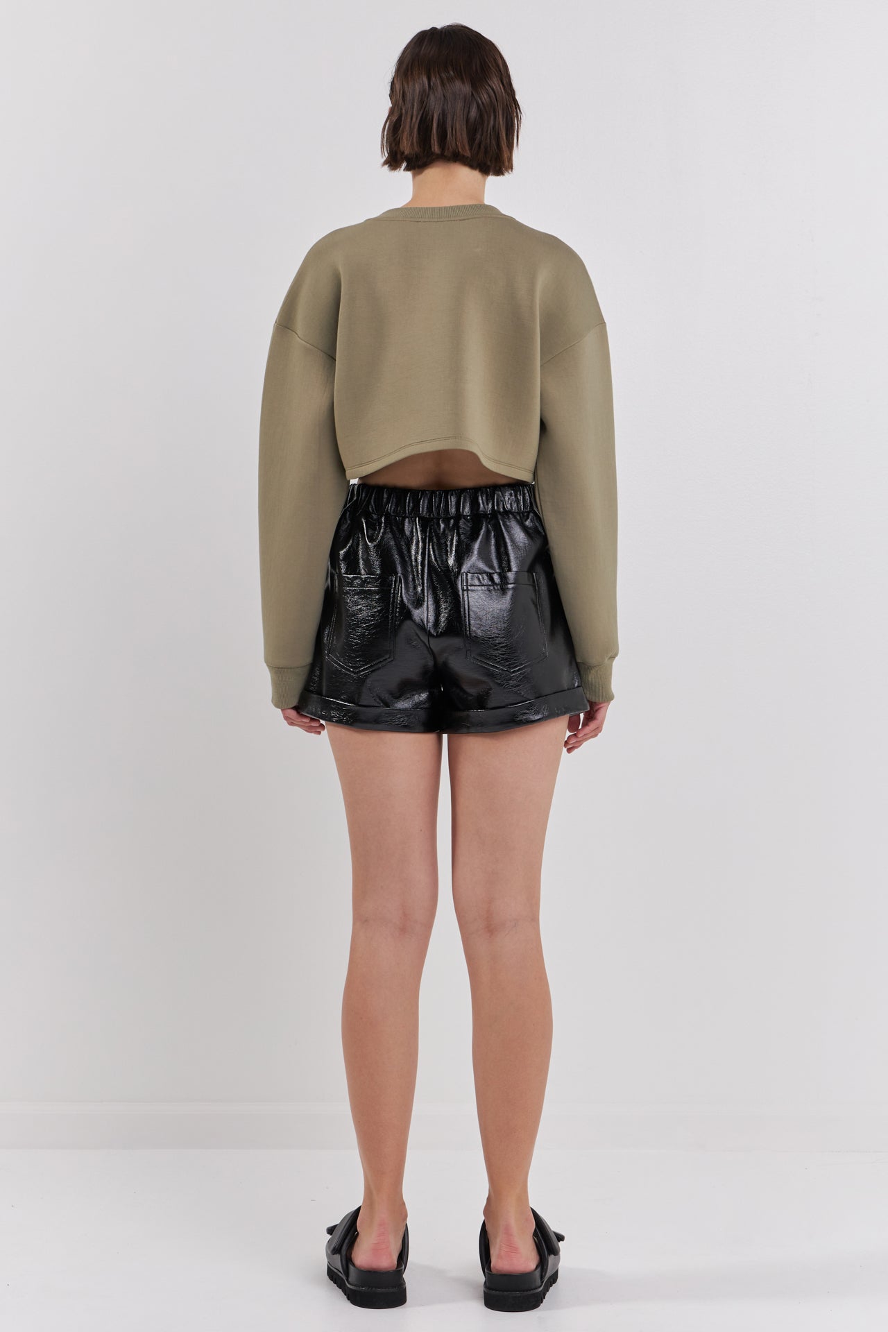 GREY LAB - Shiny PU Shorts - SHORTS available at Objectrare