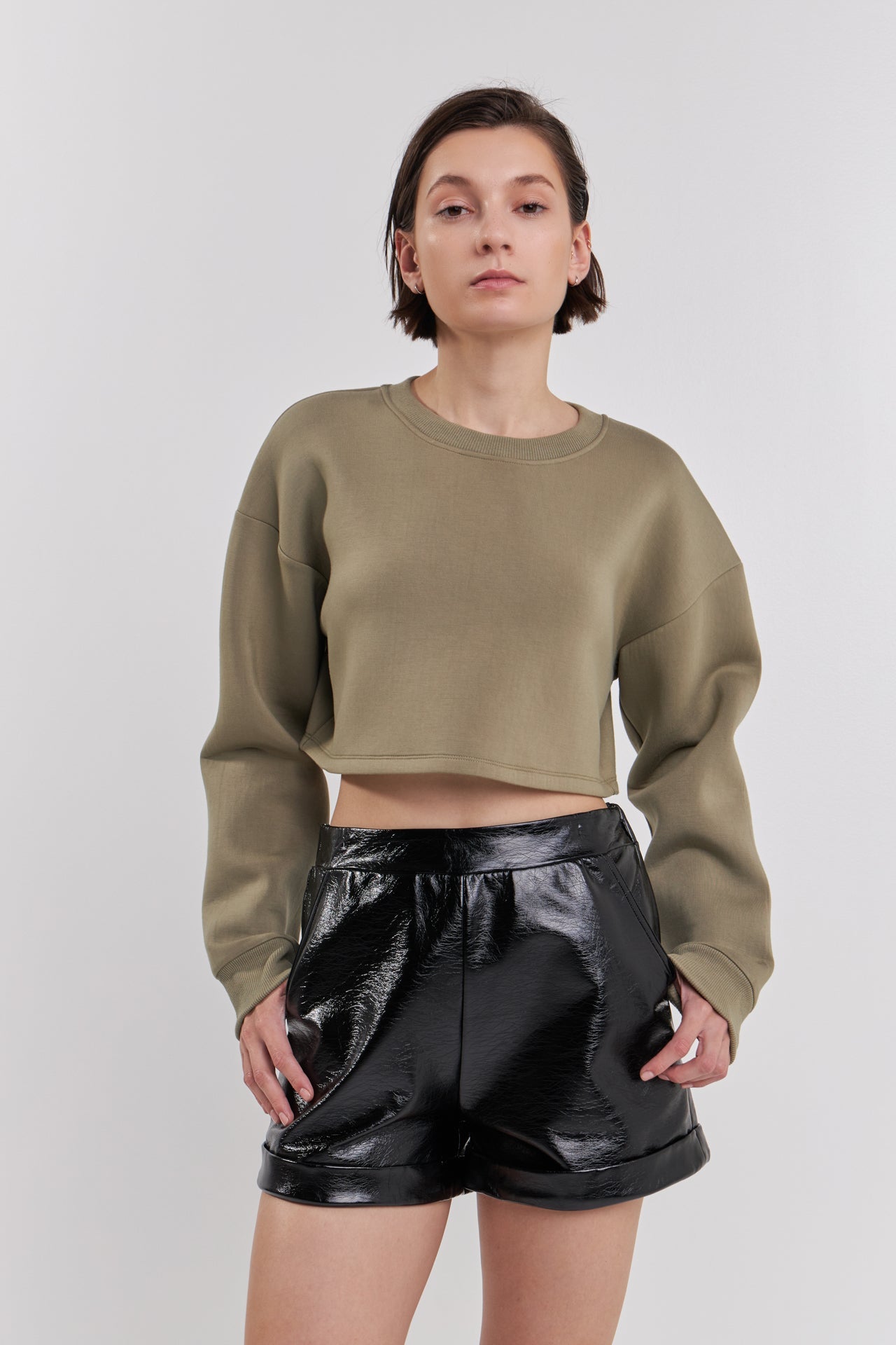 GREY LAB - Shiny PU Shorts - SHORTS available at Objectrare