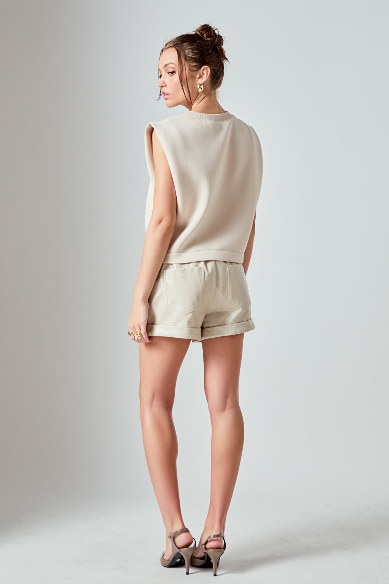 GREY LAB - Shiny PU Shorts - SHORTS available at Objectrare