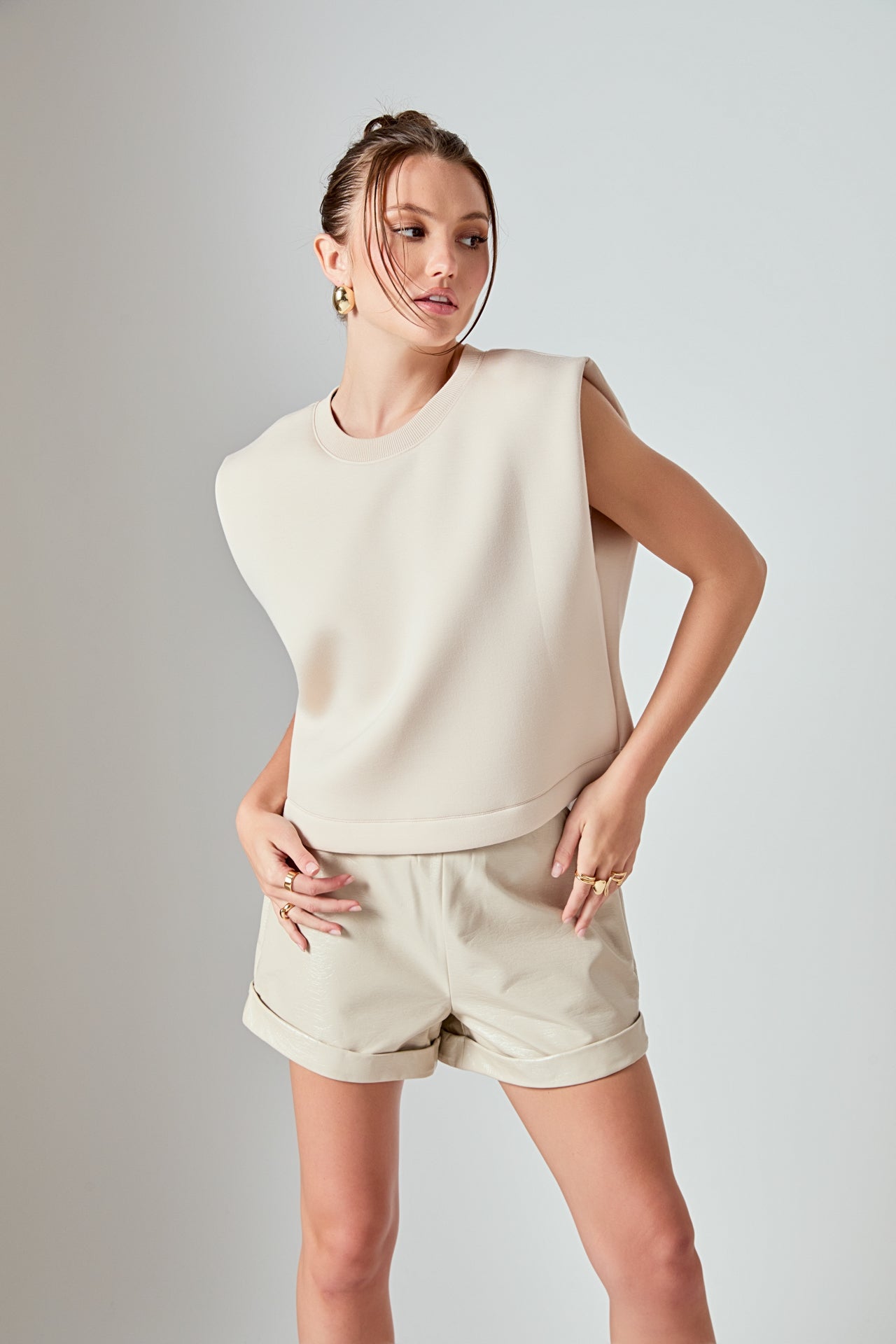 GREY LAB - Shiny PU Shorts - SHORTS available at Objectrare