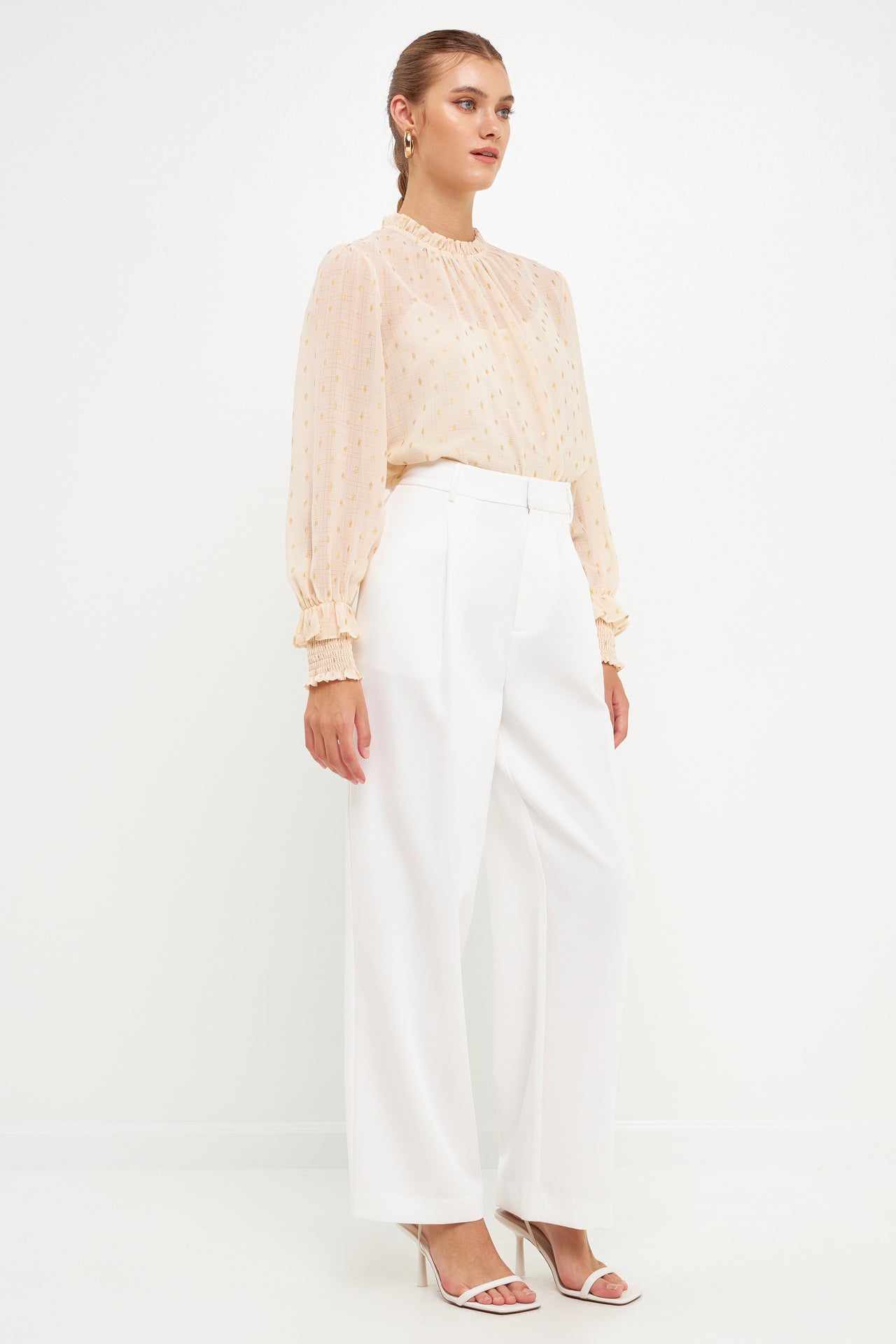 ENDLESS ROSE - Gold Foil Polka Dot Blouse - TOPS available at Objectrare