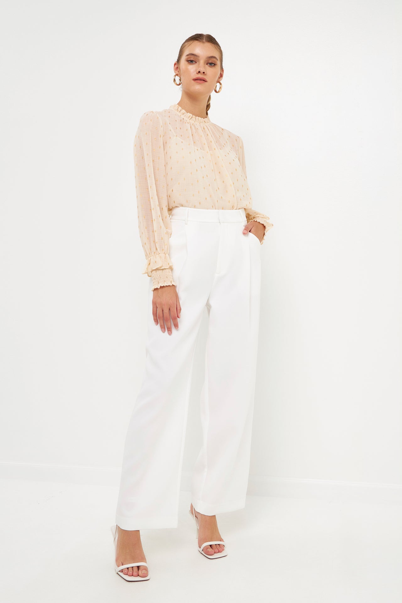 ENDLESS ROSE - Gold Foil Polka Dot Blouse - TOPS available at Objectrare