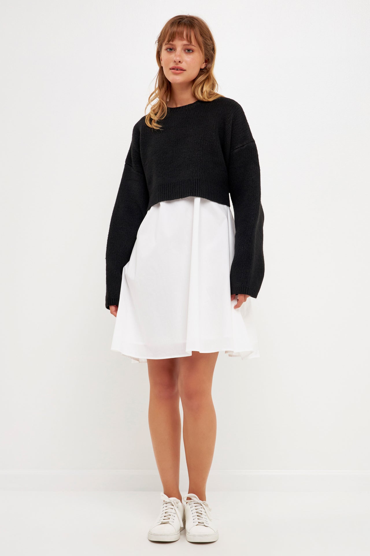 ENGLISH FACTORY - Sweater with Poplin Mini Dress - DRESSES available at Objectrare