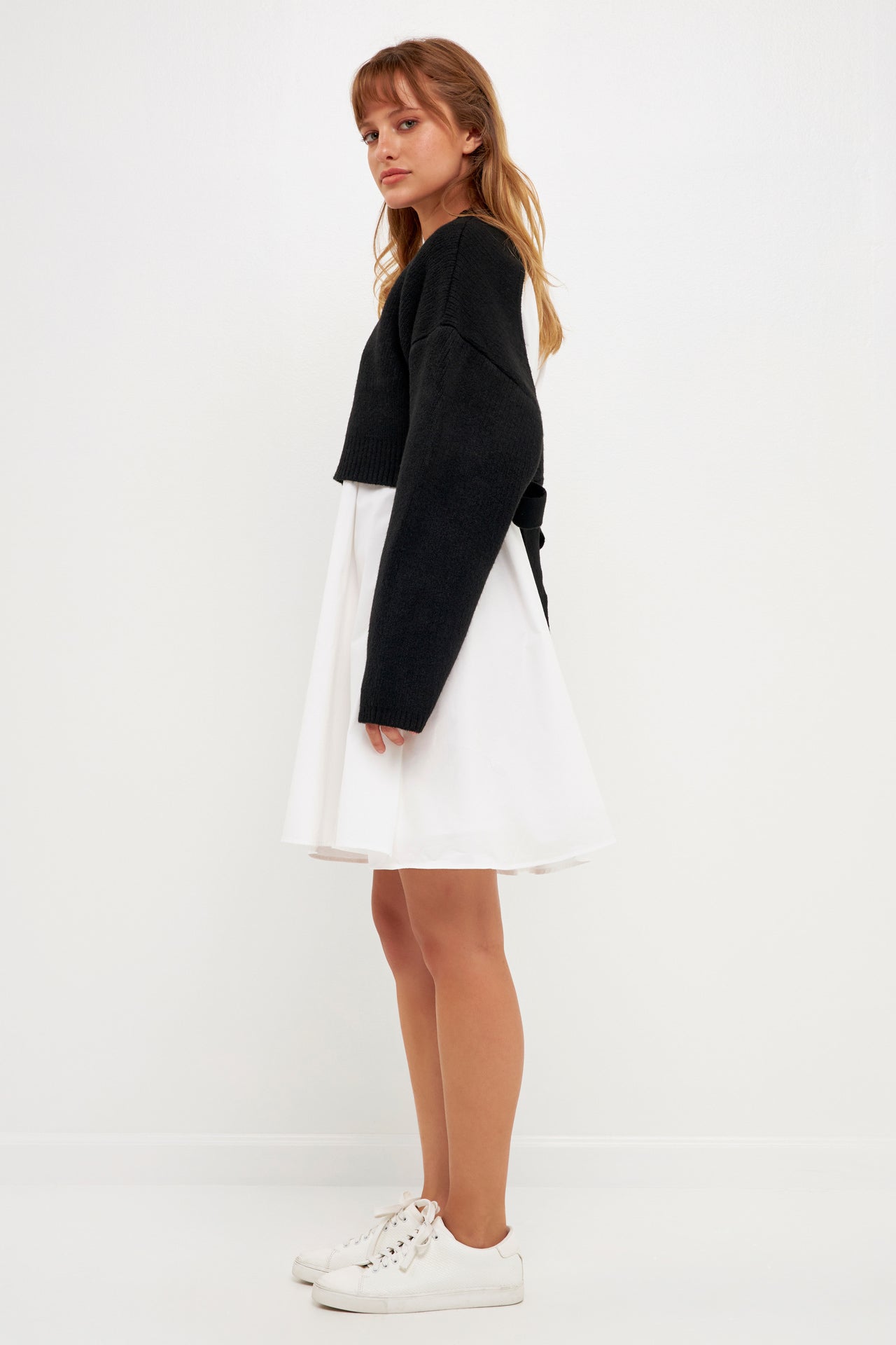 ENGLISH FACTORY - Sweater with Poplin Mini Dress - DRESSES available at Objectrare