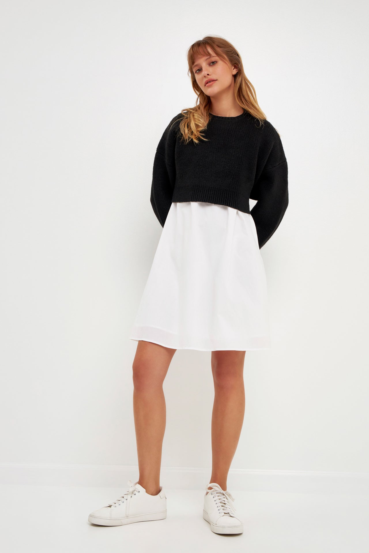 ENGLISH FACTORY - Sweater with Poplin Mini Dress - DRESSES available at Objectrare