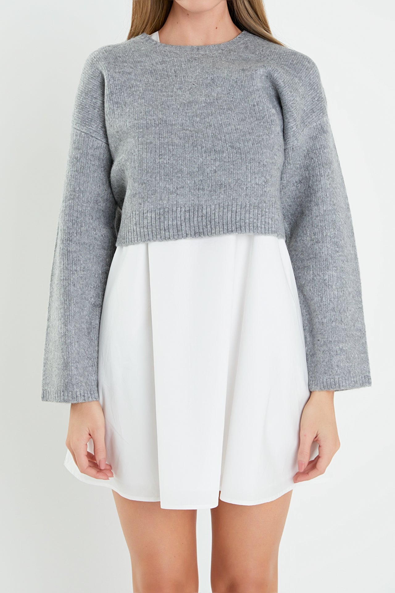 ENGLISH FACTORY - Sweater with Poplin Mini Dress - DRESSES available at Objectrare