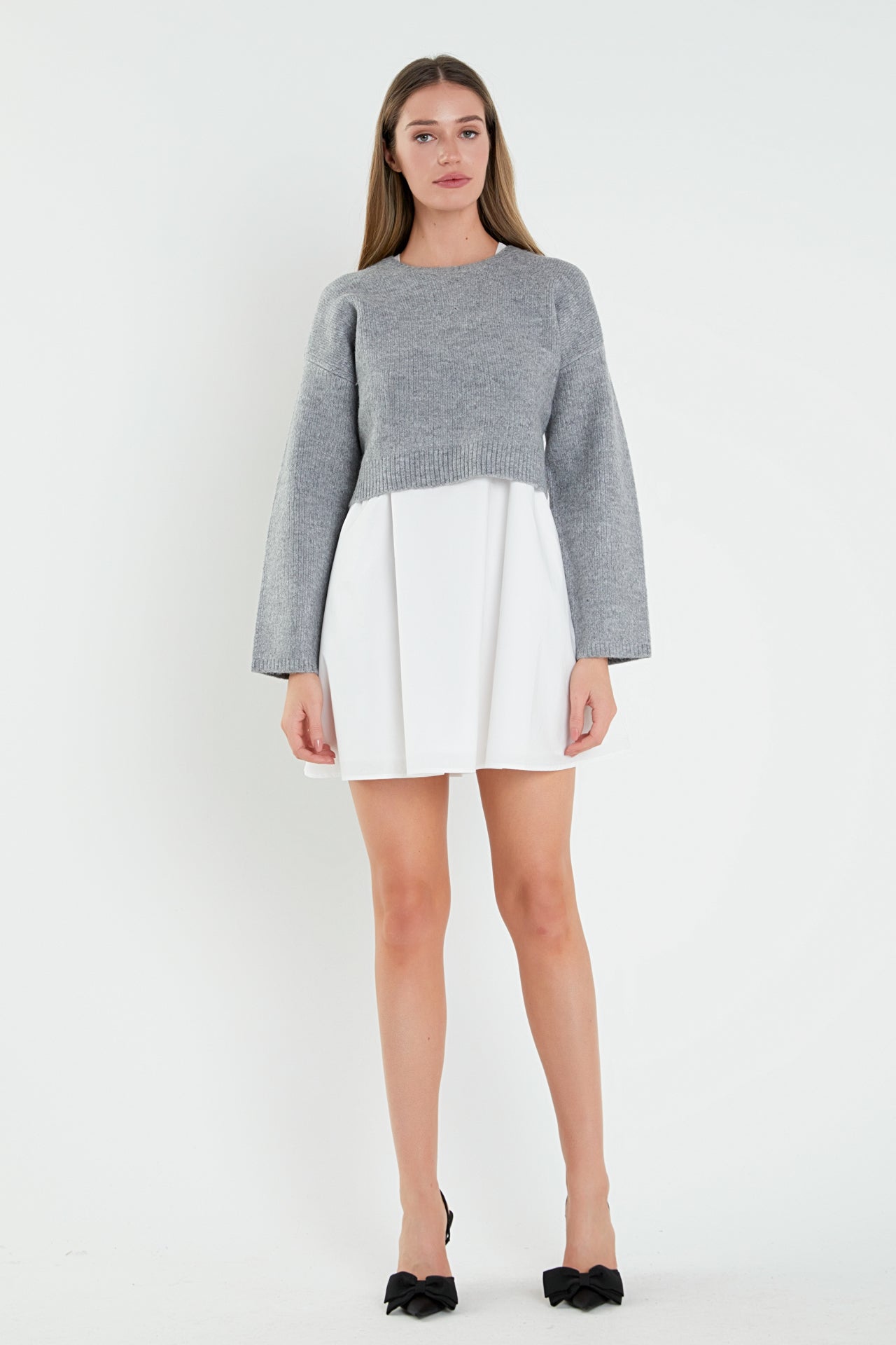 ENGLISH FACTORY - Sweater with Poplin Mini Dress - DRESSES available at Objectrare