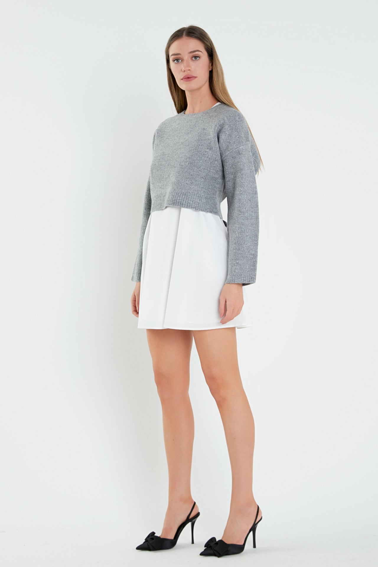 ENGLISH FACTORY - Sweater with Poplin Mini Dress - DRESSES available at Objectrare