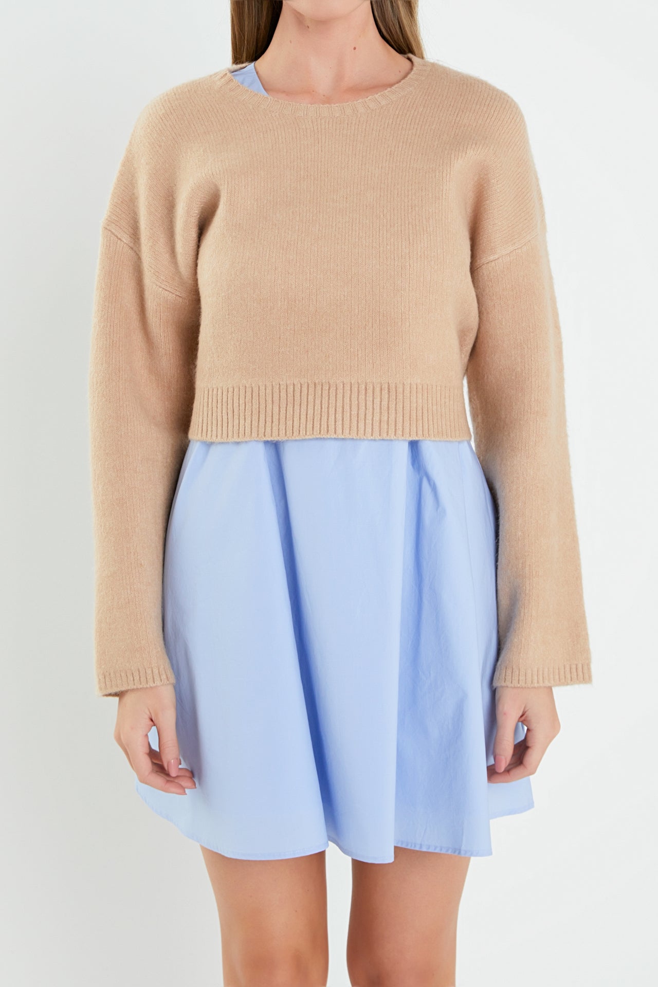 ENGLISH FACTORY - Sweater with Poplin Mini Dress - DRESSES available at Objectrare