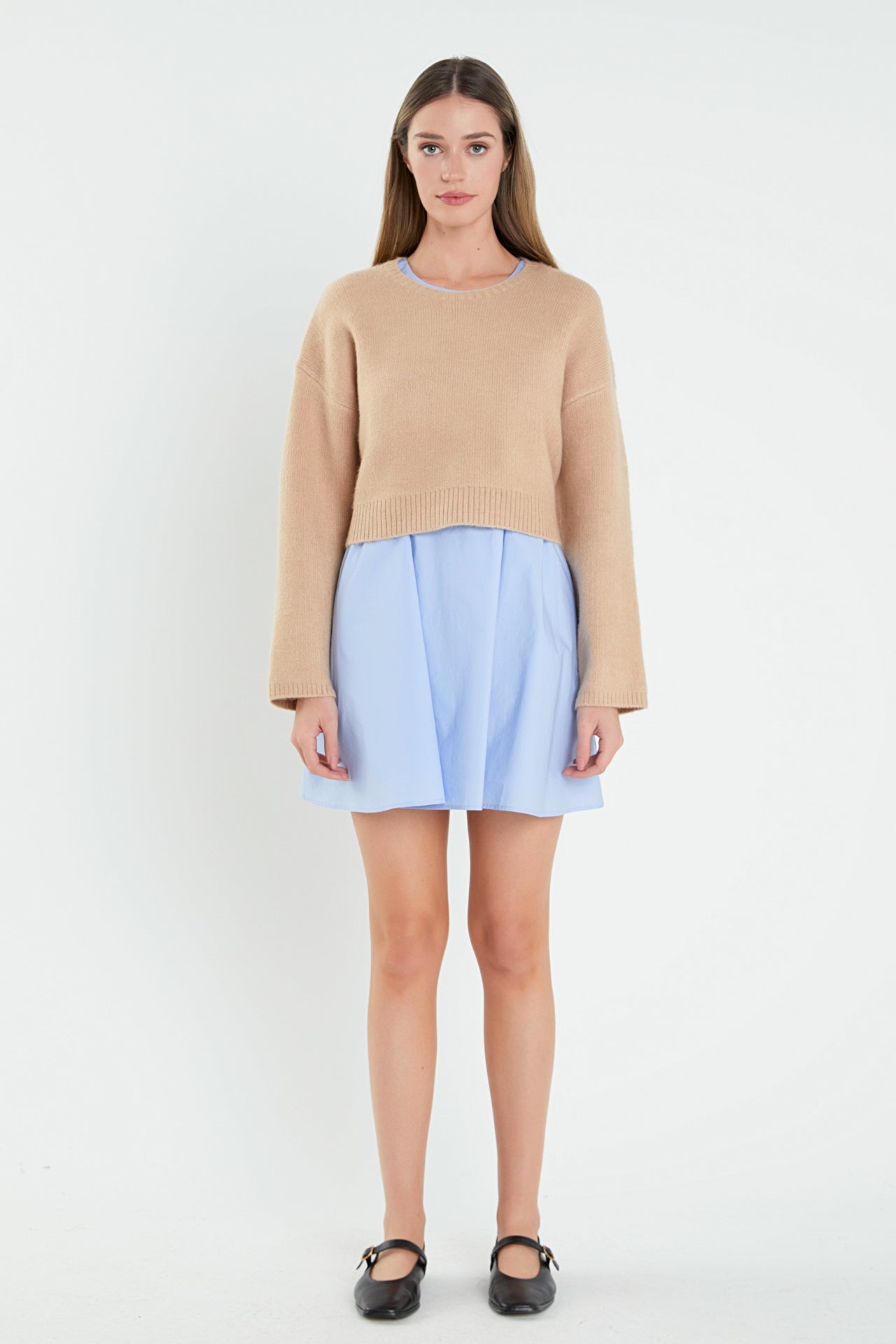 ENGLISH FACTORY - Sweater with Poplin Mini Dress - DRESSES available at Objectrare