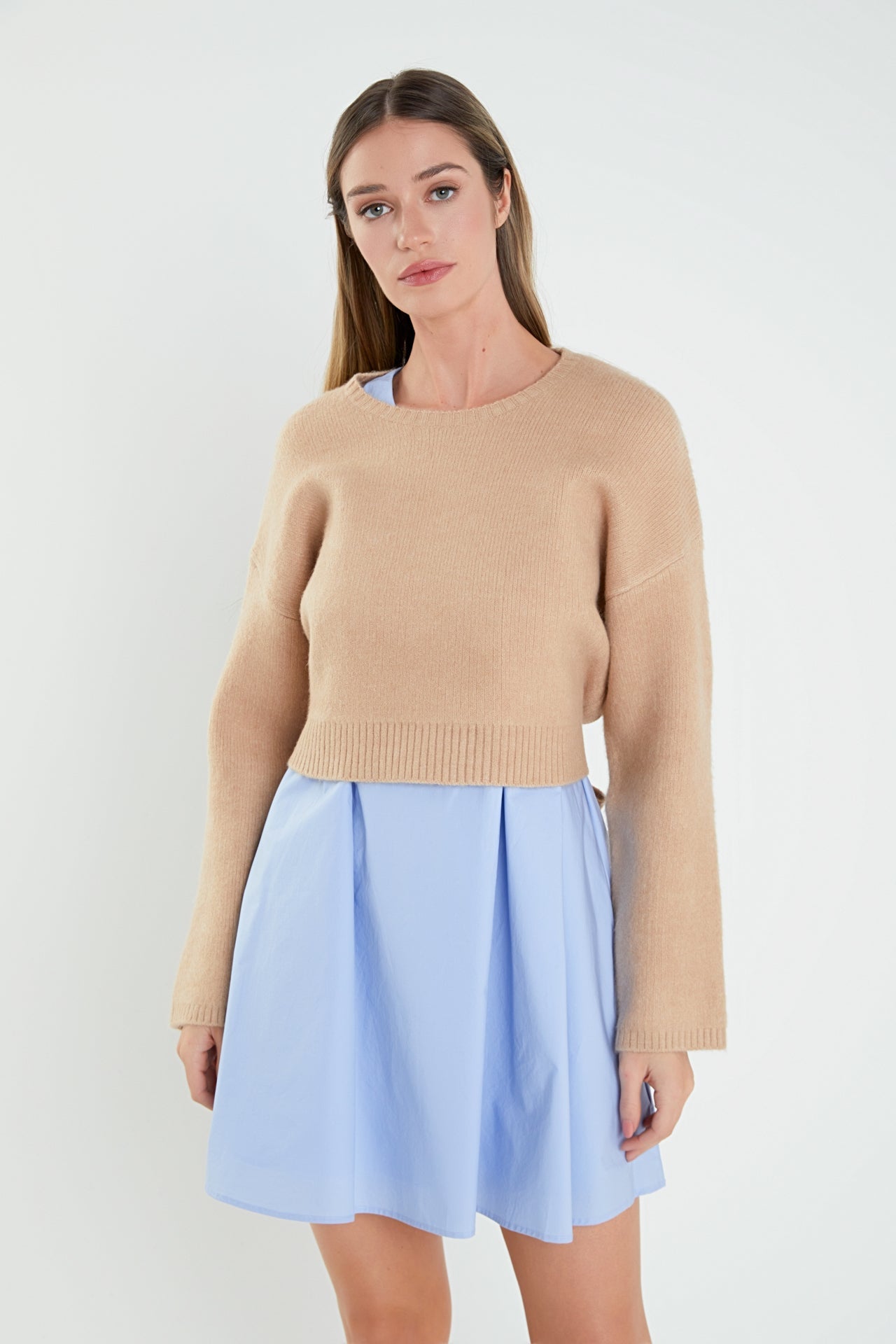 ENGLISH FACTORY - Sweater with Poplin Mini Dress - DRESSES available at Objectrare