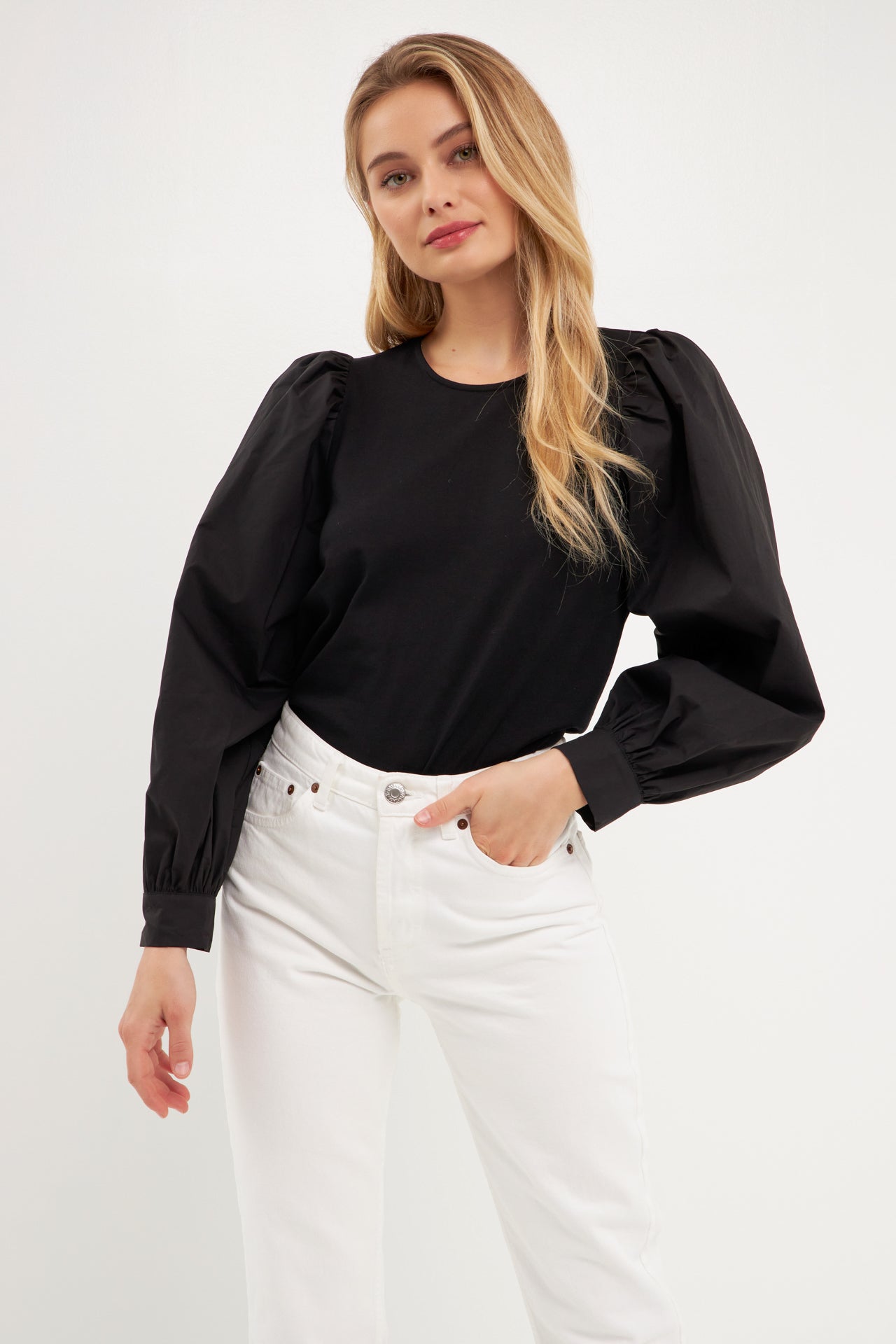 ENGLISH FACTORY - Long-Sleeve Mixed Media Top - TOPS available at Objectrare