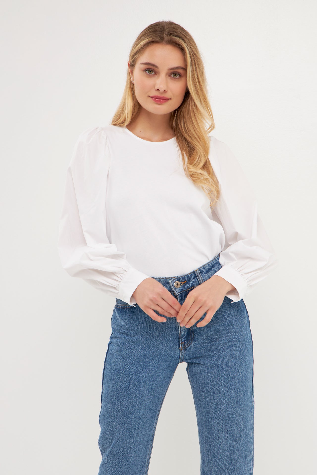 ENGLISH FACTORY - Long-Sleeve Mixed Media Top - TOPS available at Objectrare