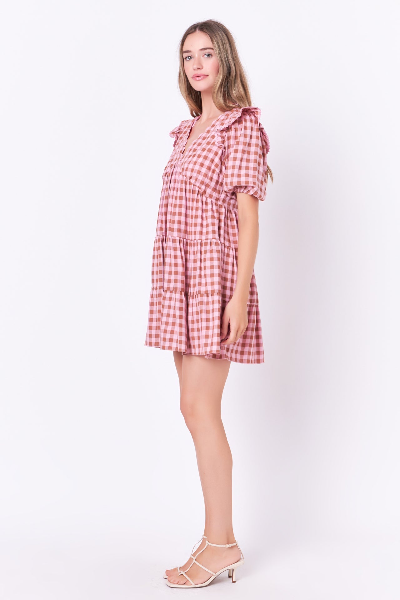 ENGLISH FACTORY - English Factory - Rickrack Trim Edge Check Mini Dress - DRESSES available at Objectrare