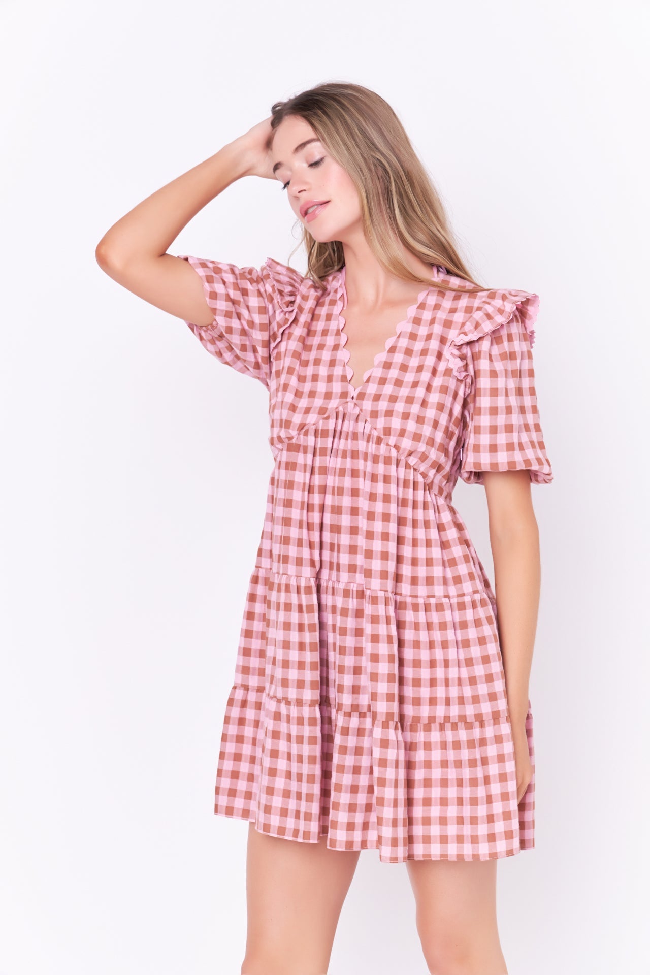 ENGLISH FACTORY - English Factory - Rickrack Trim Edge Check Mini Dress - DRESSES available at Objectrare