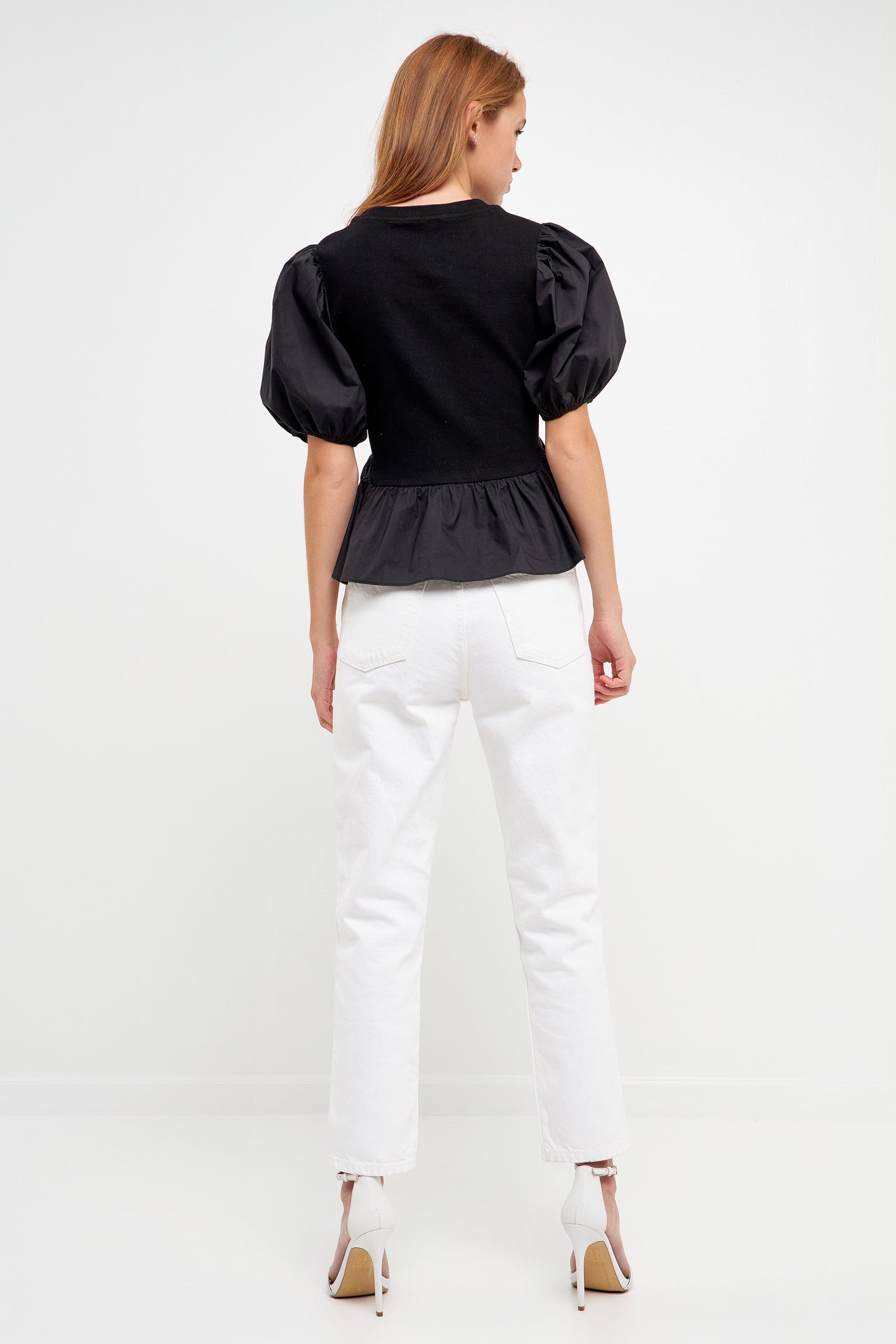 ENGLISH FACTORY - Puff Sleeve Peplum Top - TOPS available at Objectrare