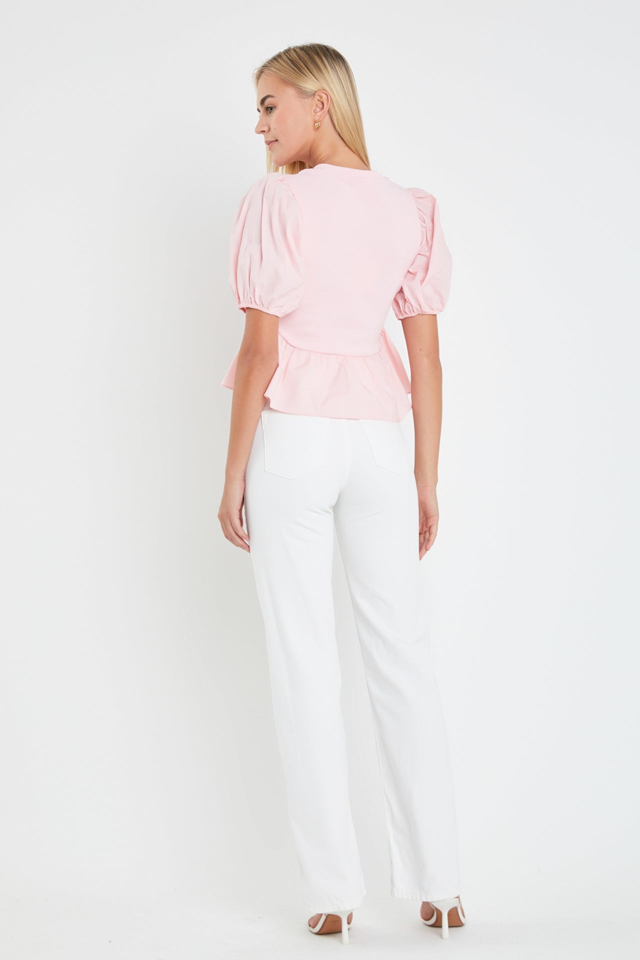 ENGLISH FACTORY - Puff Sleeve Peplum Top - TOPS available at Objectrare