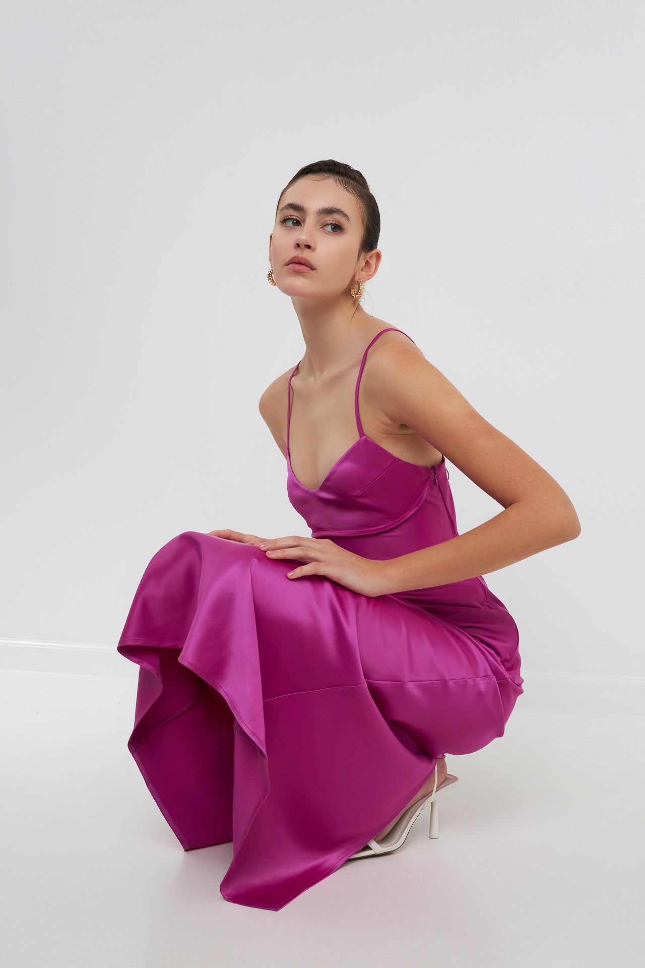 ENDLESS ROSE - Satin Cut-Out Maxi Dress - DRESSES available at Objectrare