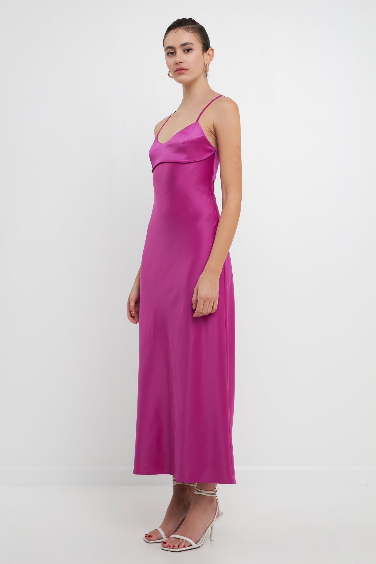 ENDLESS ROSE - Satin Cut-Out Maxi Dress - DRESSES available at Objectrare
