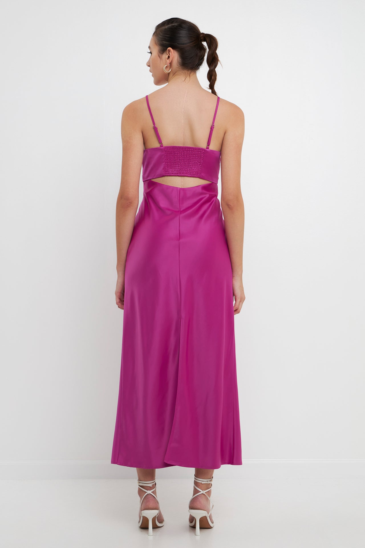 ENDLESS ROSE - Satin Cut-Out Maxi Dress - DRESSES available at Objectrare