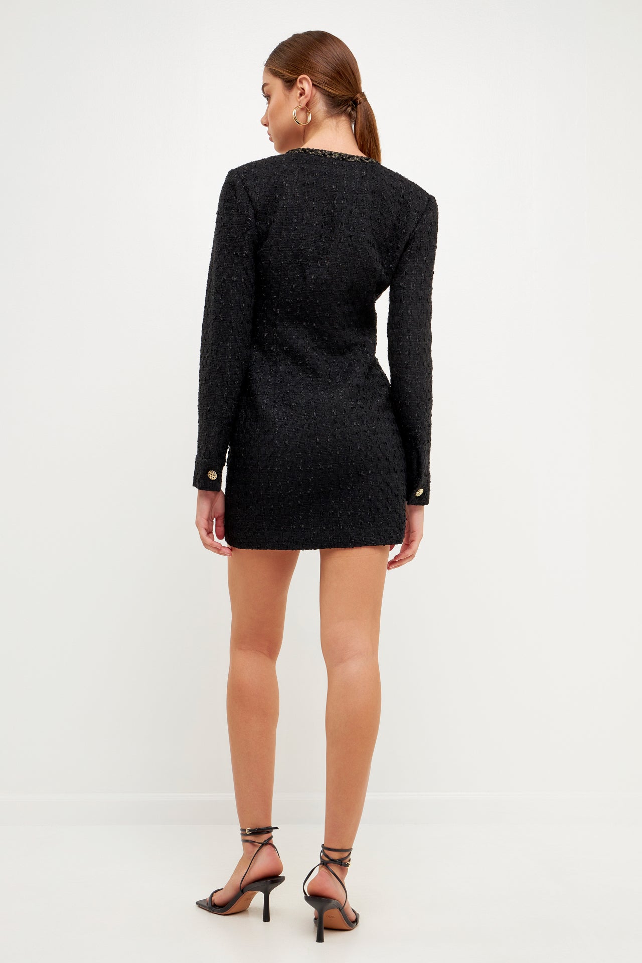 ENDLESS ROSE - Test Trim Detail Tweed Dress - DRESSES available at Objectrare