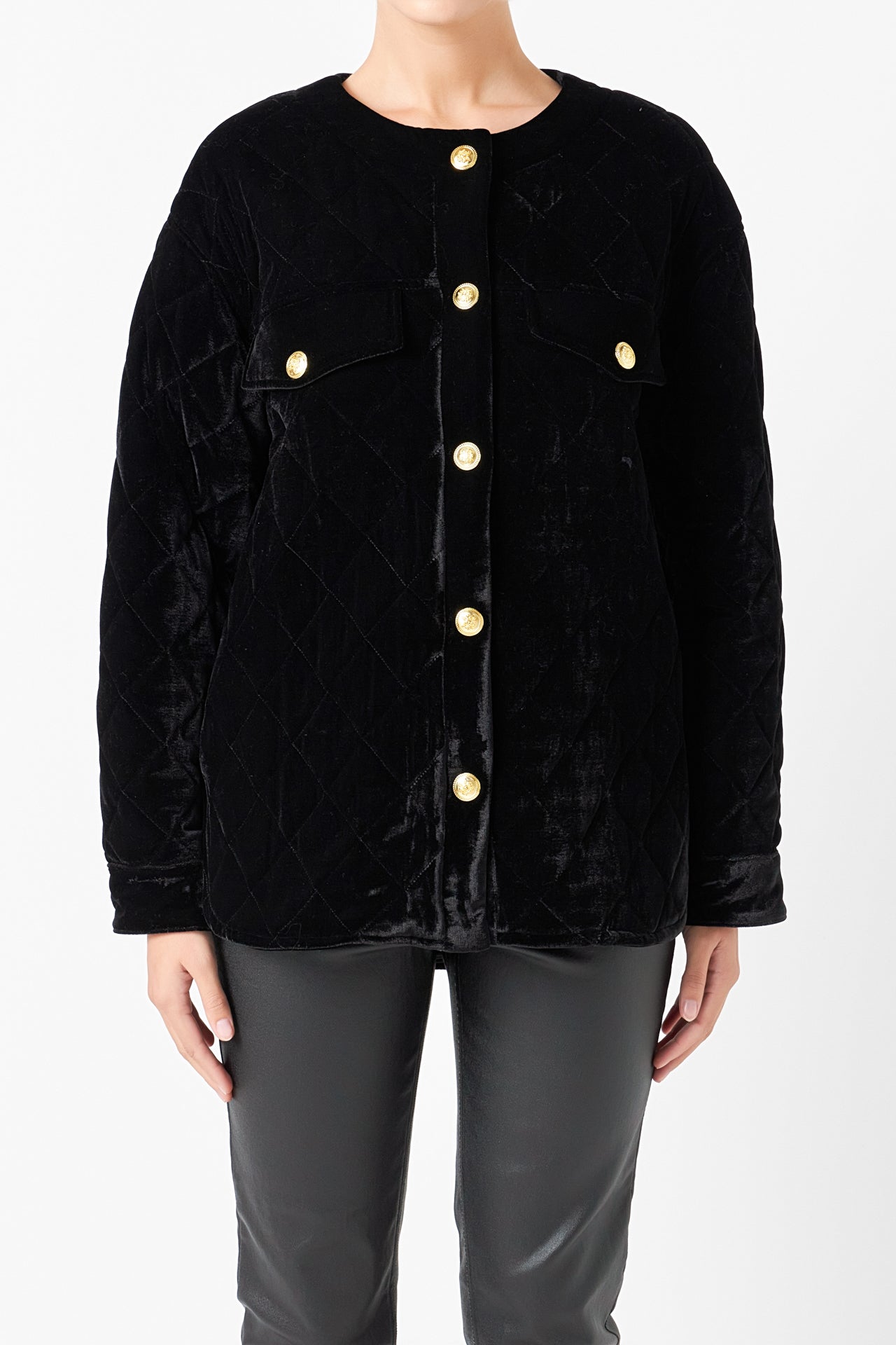 ENDLESS ROSE - Premium Oversized Quilted Velvet Jacket - JACKETS available at Objectrare