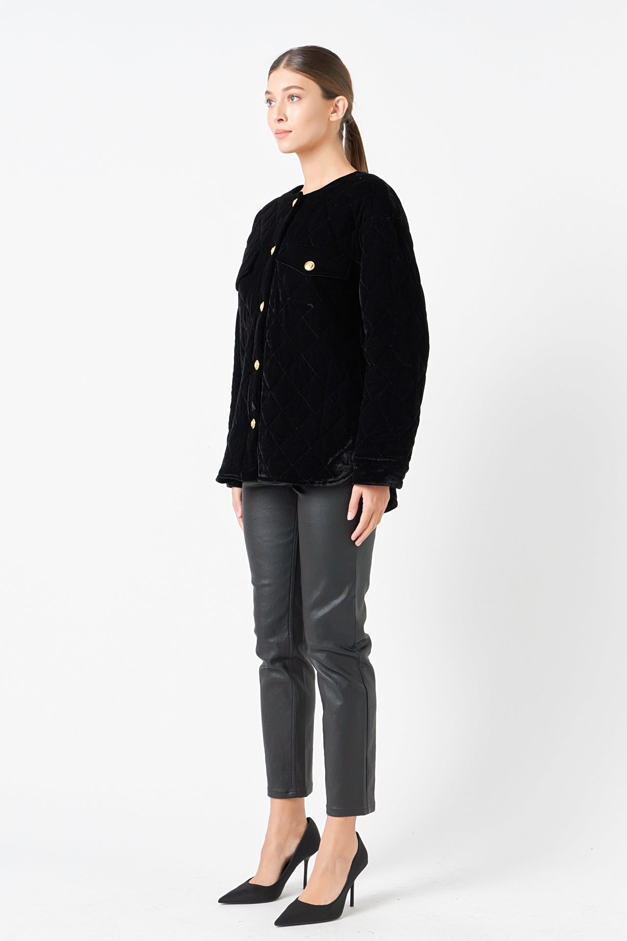 ENDLESS ROSE - Premium Oversized Quilted Velvet Jacket - JACKETS available at Objectrare