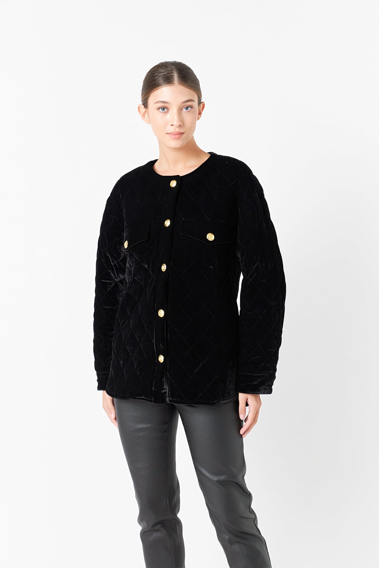 ENDLESS ROSE - Premium Oversized Quilted Velvet Jacket - JACKETS available at Objectrare