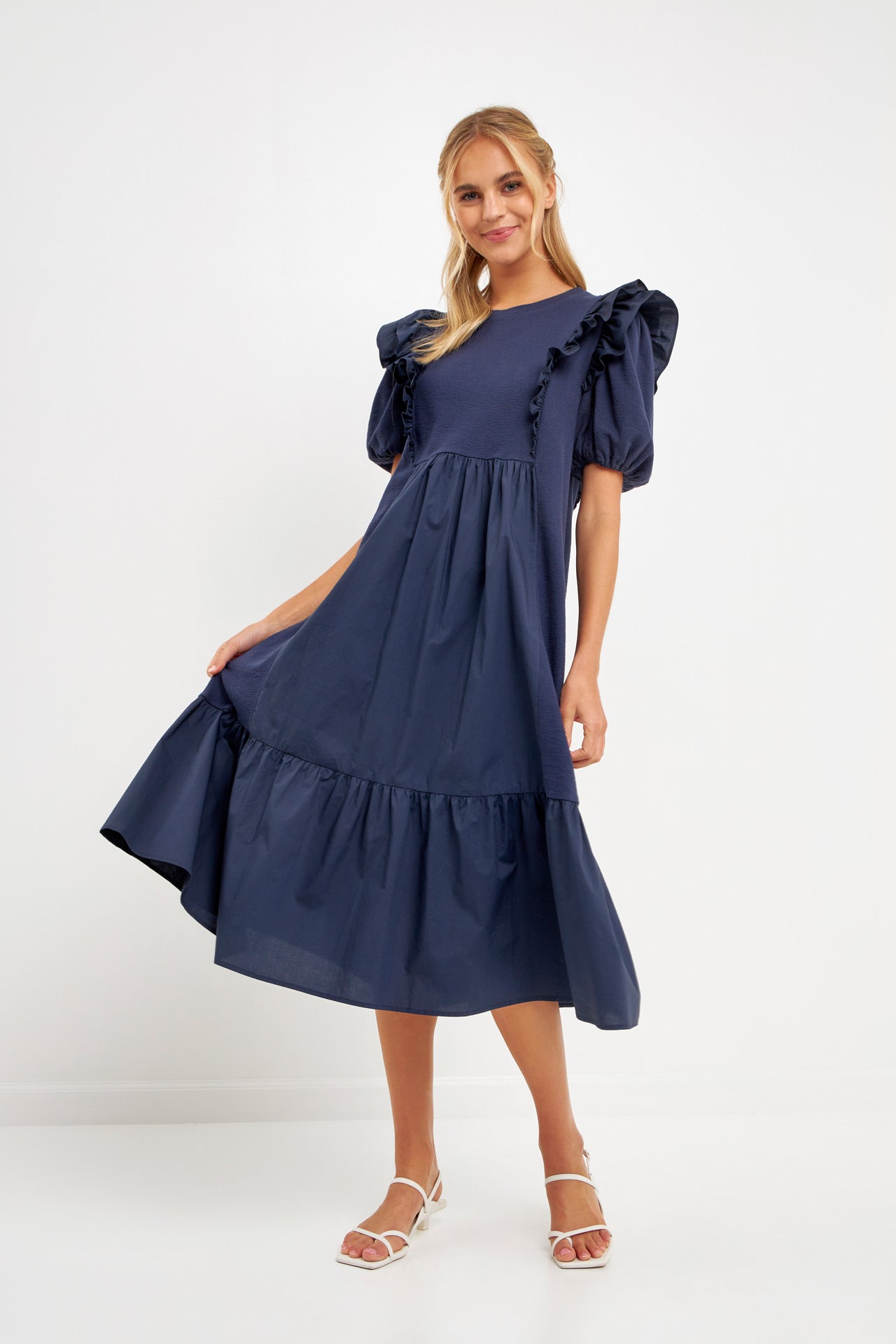 ENGLISH FACTORY - Mixed Media Midi Dress - DRESSES available at Objectrare