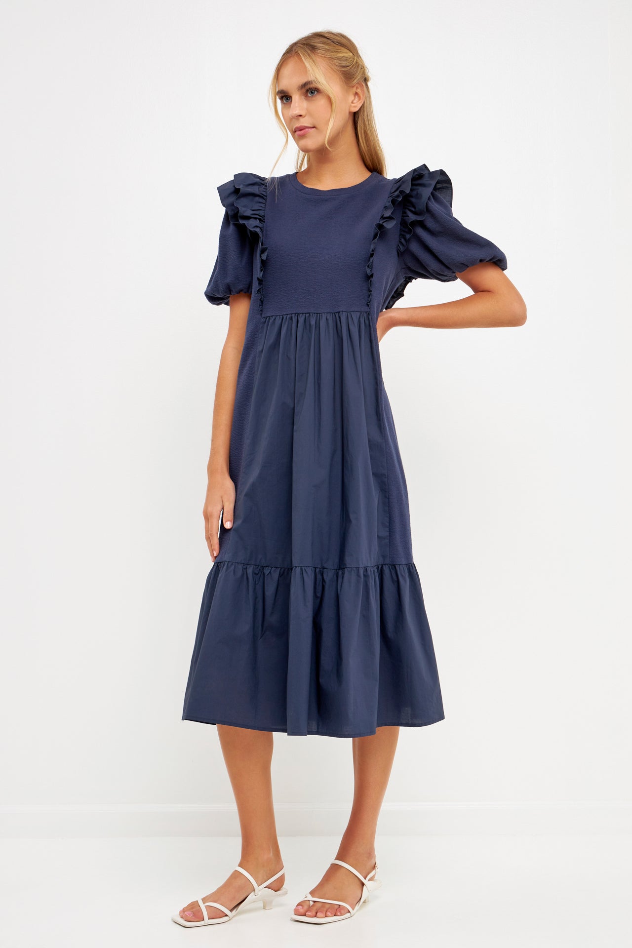 ENGLISH FACTORY - Mixed Media Midi Dress - DRESSES available at Objectrare
