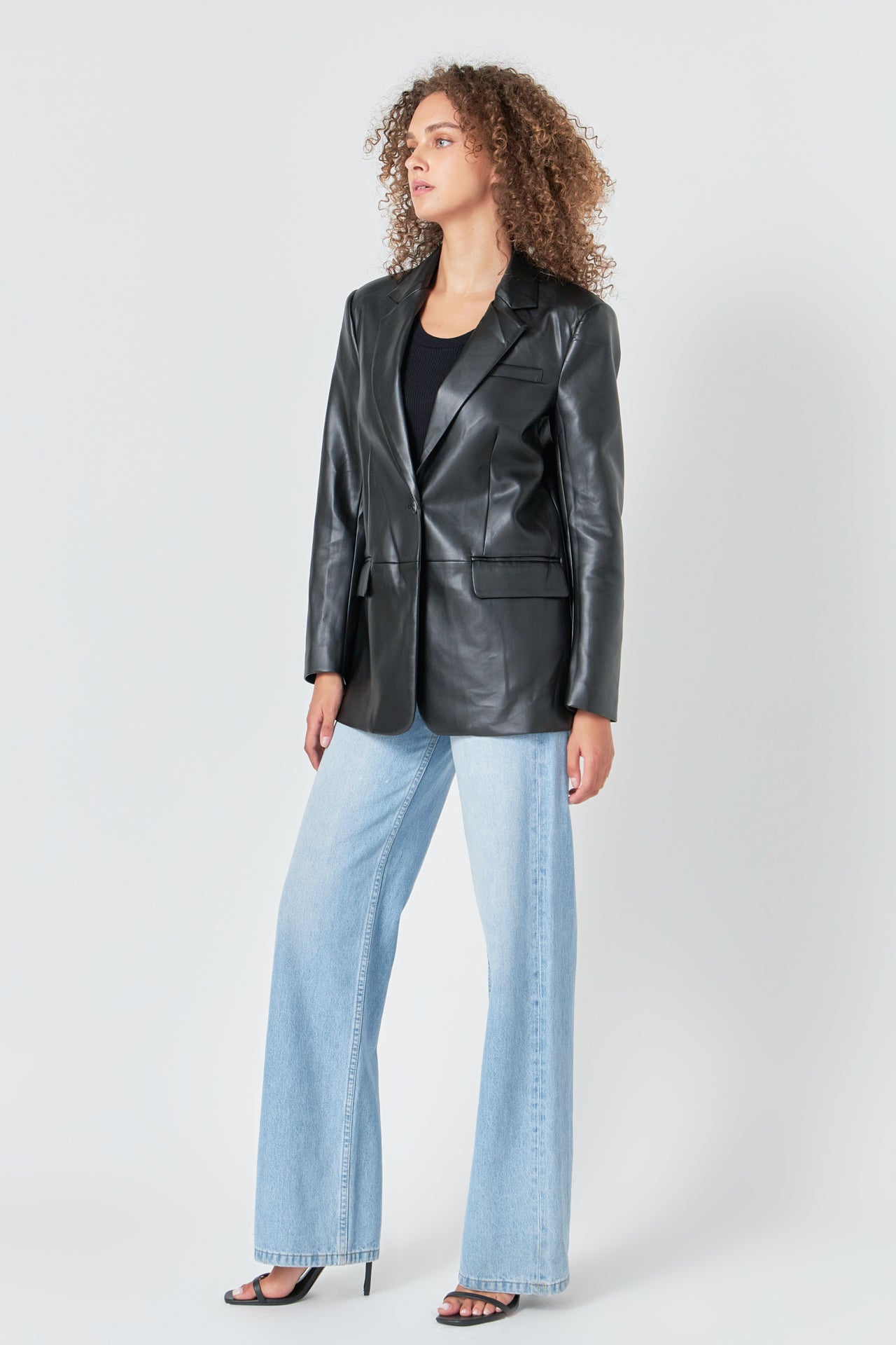 ENDLESS ROSE - Faux Leather Blazer - BLAZERS available at Objectrare