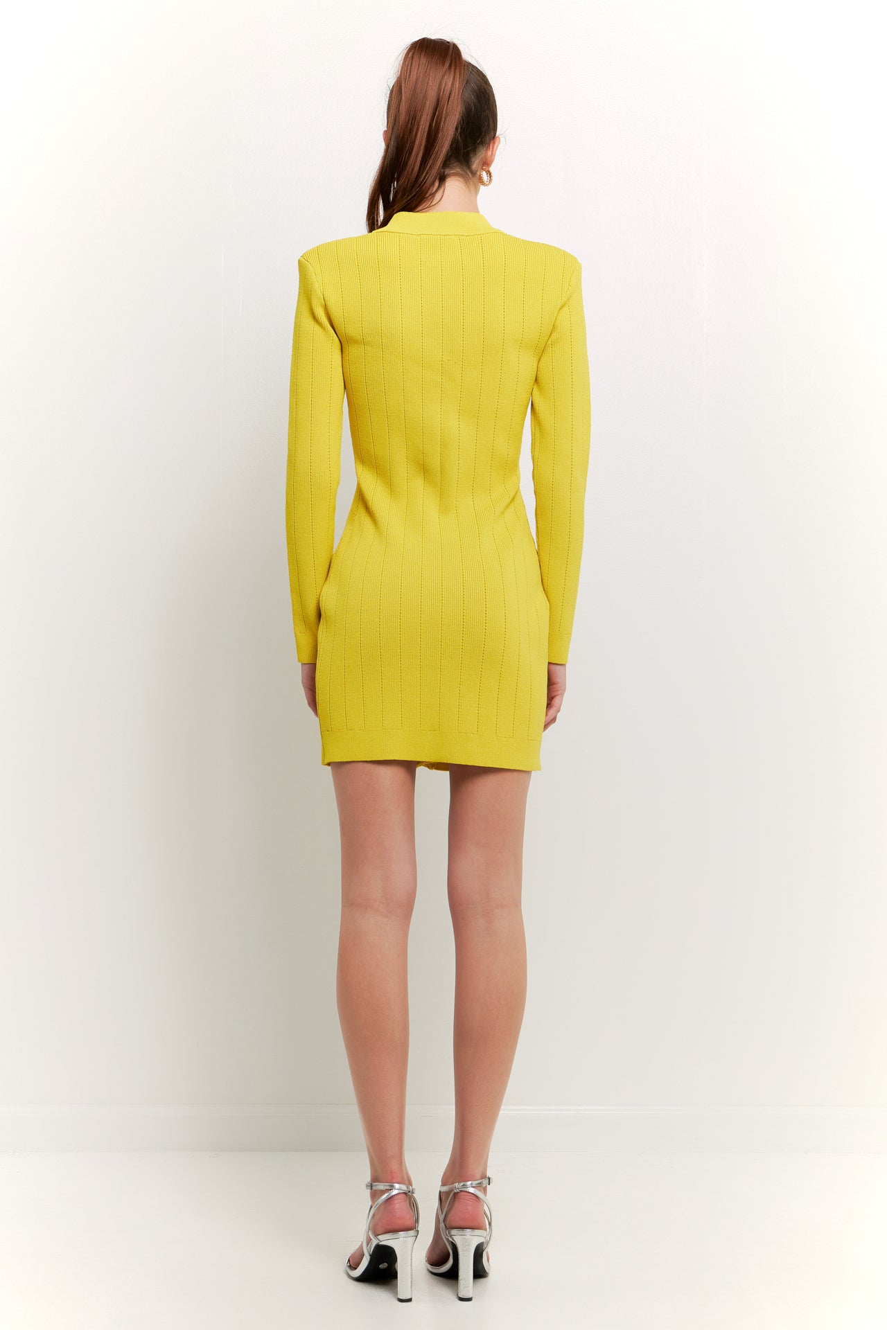 ENDLESS ROSE - Shank Button V-Neckline Knit Mini Dress - DRESSES available at Objectrare