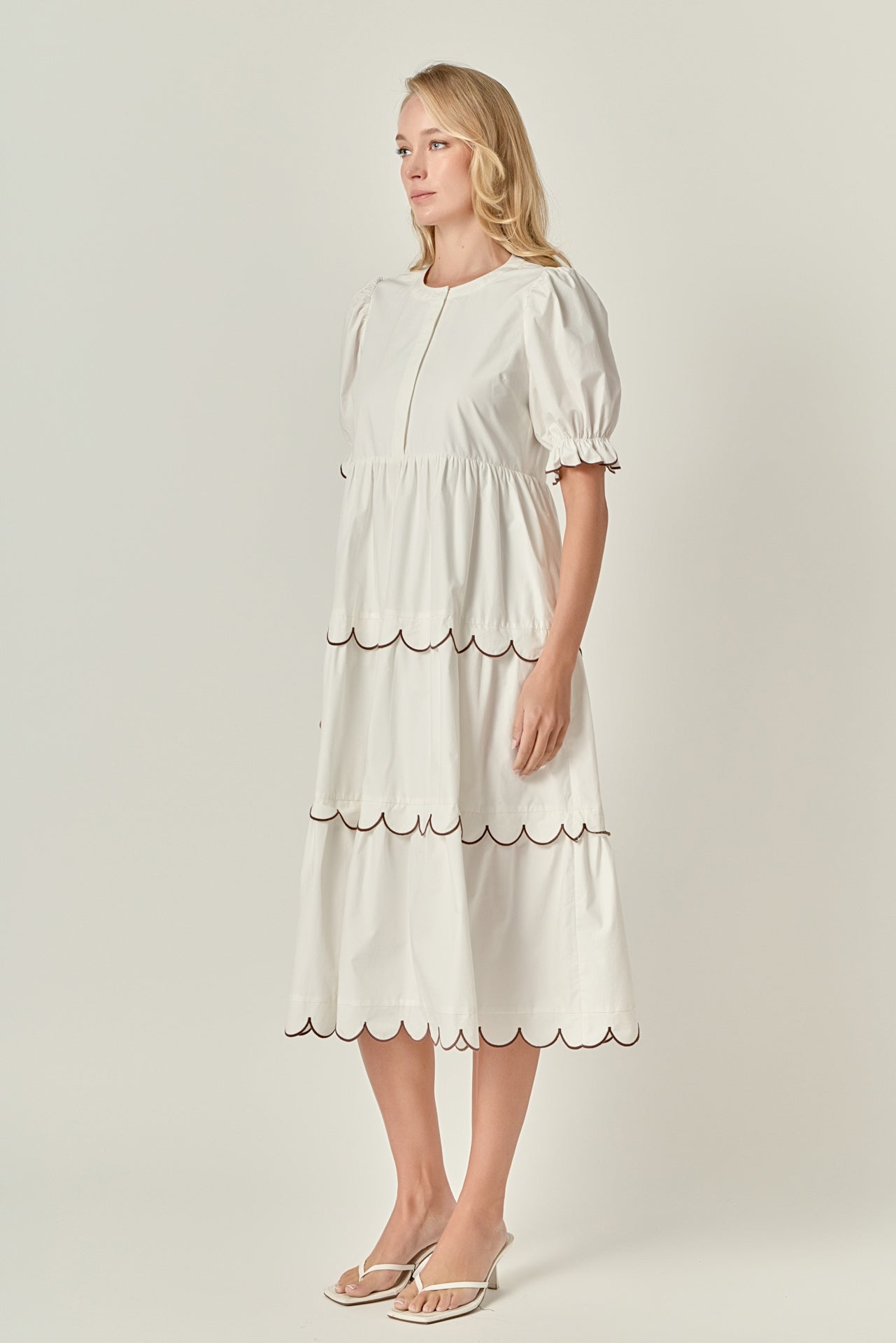 ENGLISH FACTORY - Scalloped Edge Midi Dress - DRESSES available at Objectrare