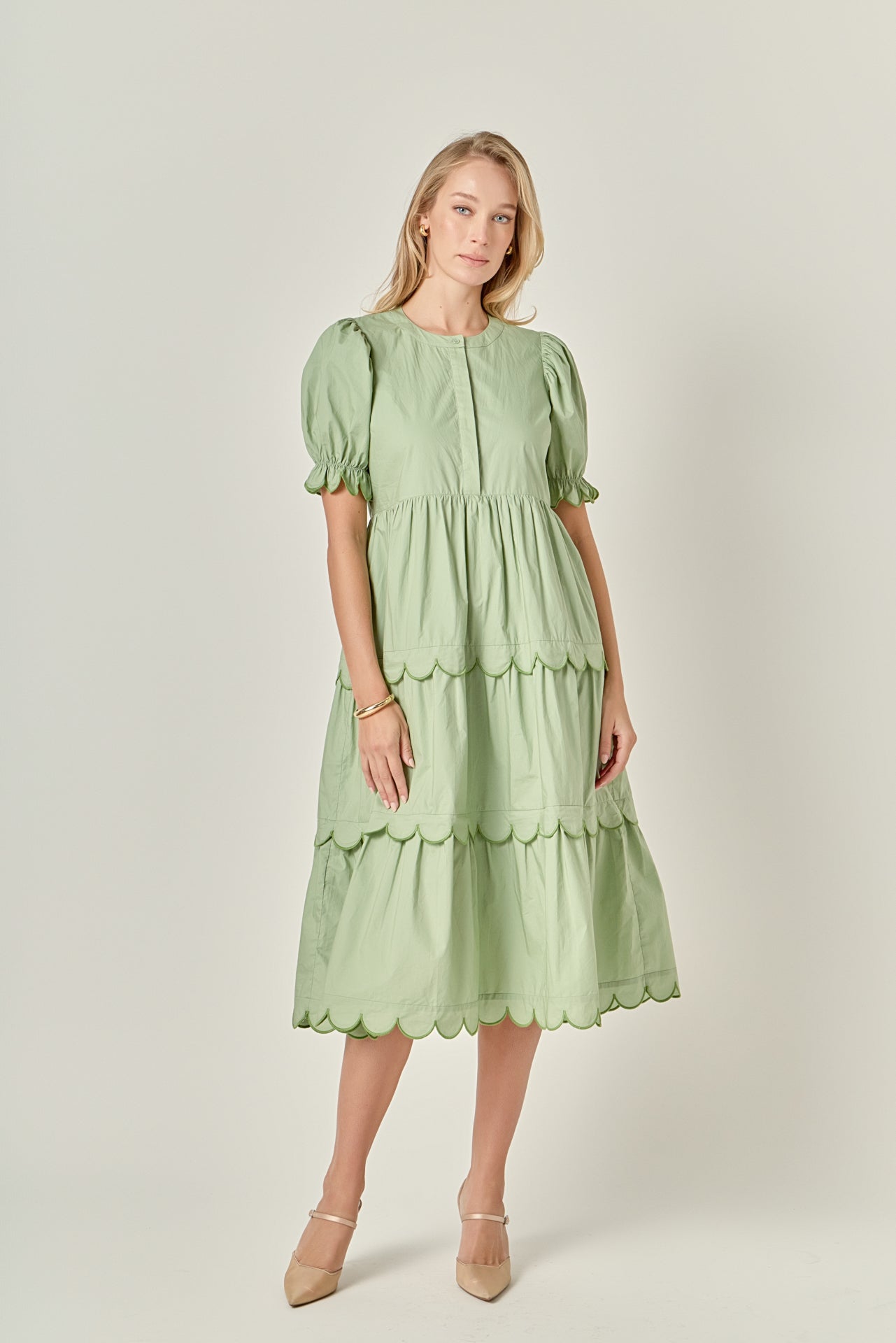 ENGLISH FACTORY - Scalloped Edge Midi Dress - DRESSES available at Objectrare
