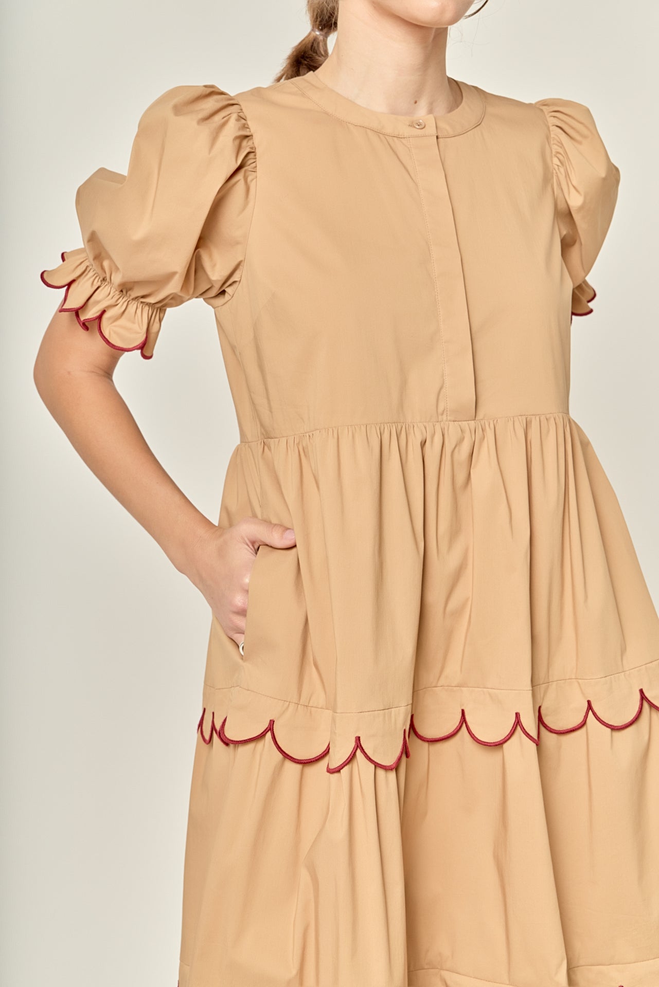 ENGLISH FACTORY - Scalloped Edge Midi Dress - DRESSES available at Objectrare