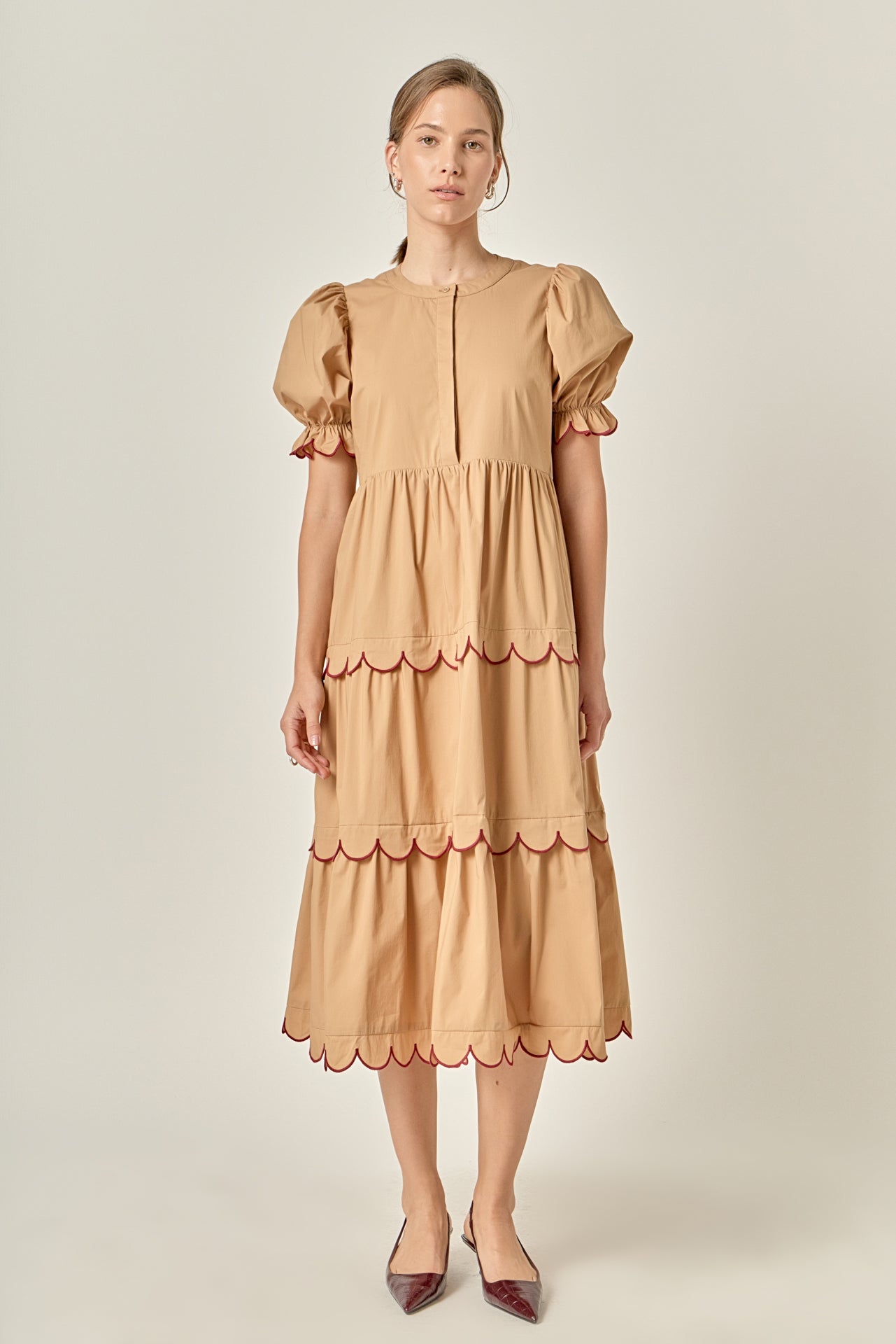 ENGLISH FACTORY - Scalloped Edge Midi Dress - DRESSES available at Objectrare