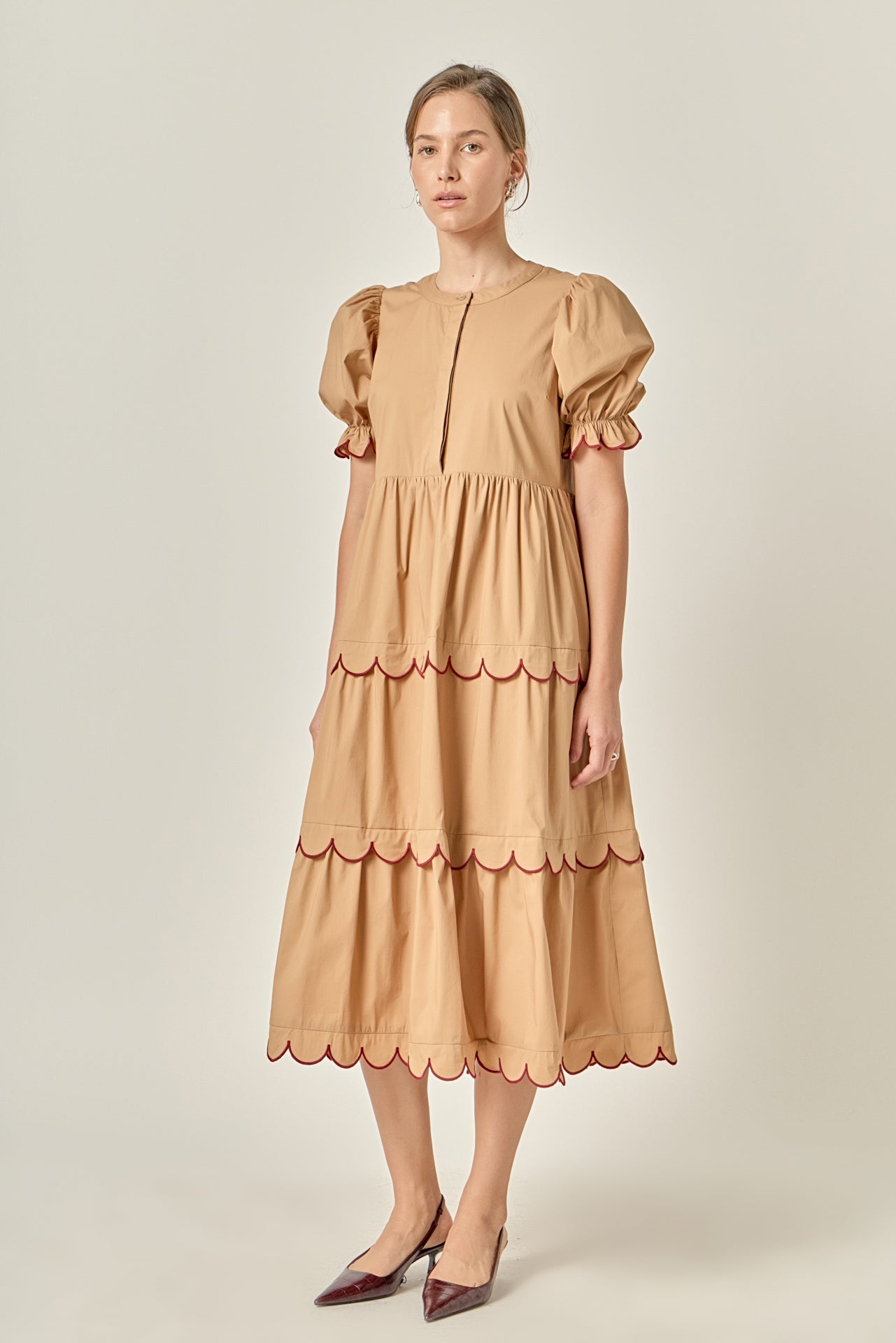 ENGLISH FACTORY - Scalloped Edge Midi Dress - DRESSES available at Objectrare
