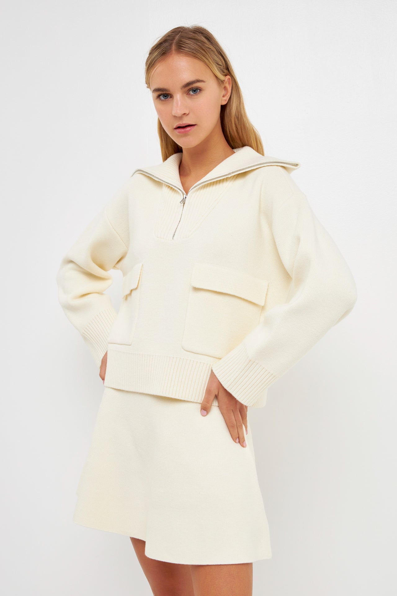 ENGLISH FACTORY - Quarter-Zip Knit Sweater - SWEATERS & KNITS available at Objectrare