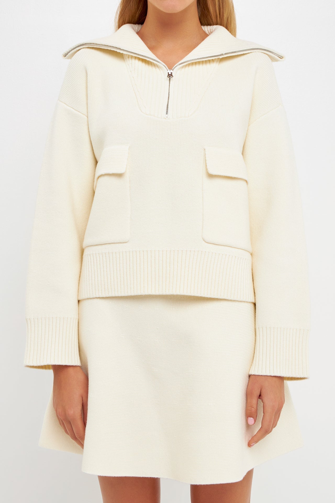 ENGLISH FACTORY - Quarter-Zip Knit Sweater - SWEATERS & KNITS available at Objectrare