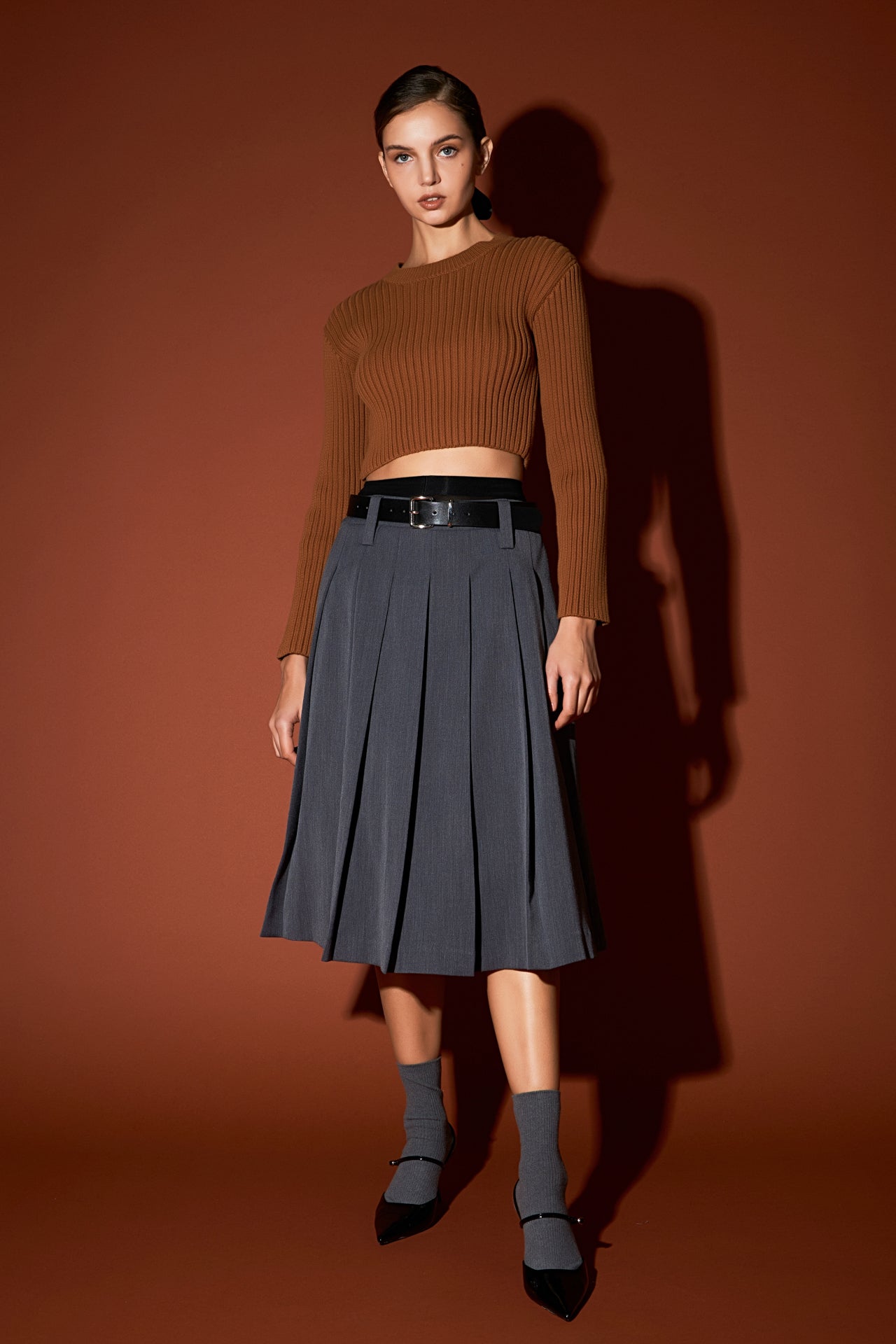 ENGLISH FACTORY - Cropped Ribbed Knit Sweater - SWEATERS & KNITS available at Objectrare