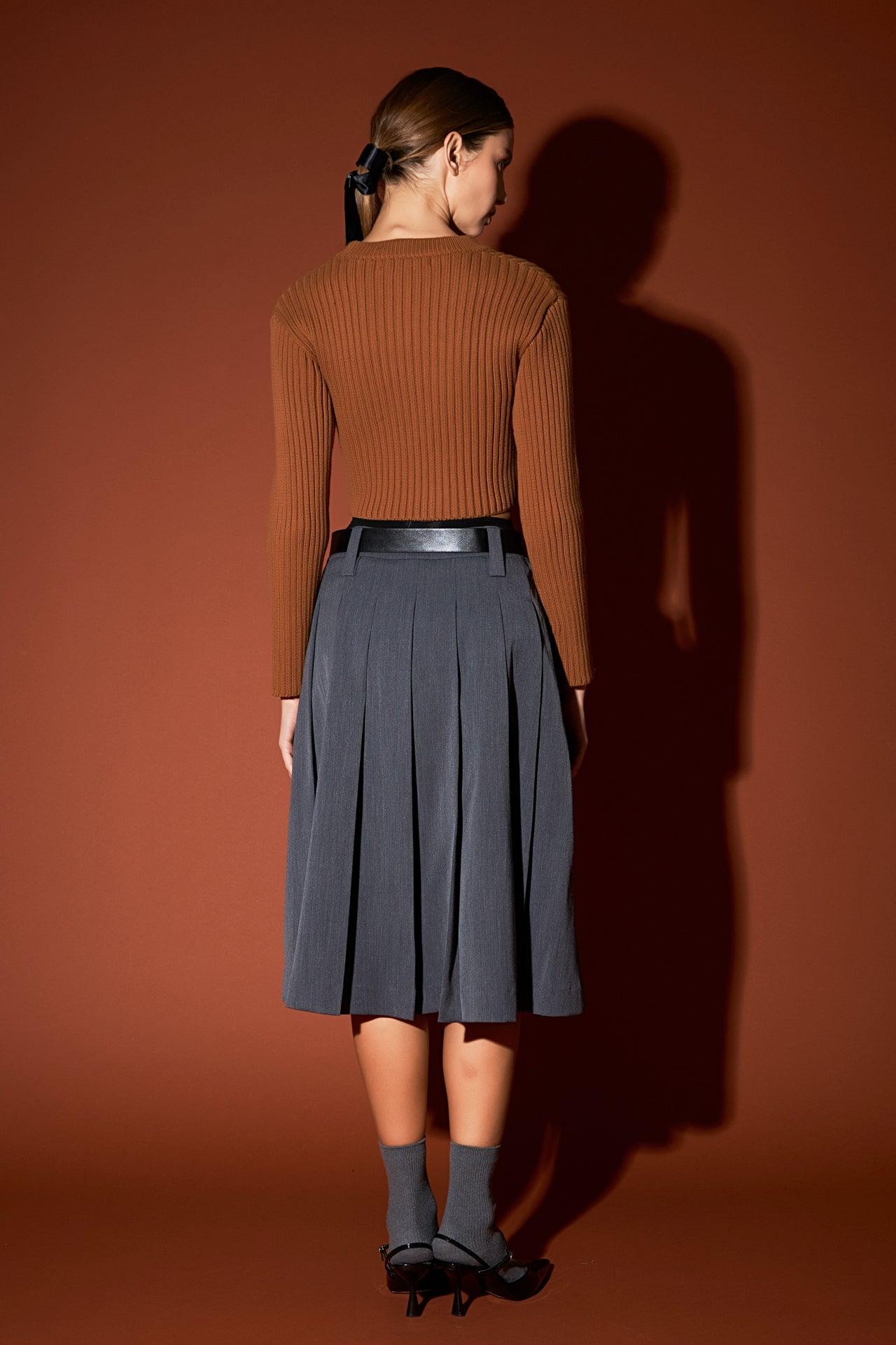 ENGLISH FACTORY - Cropped Ribbed Knit Sweater - SWEATERS & KNITS available at Objectrare