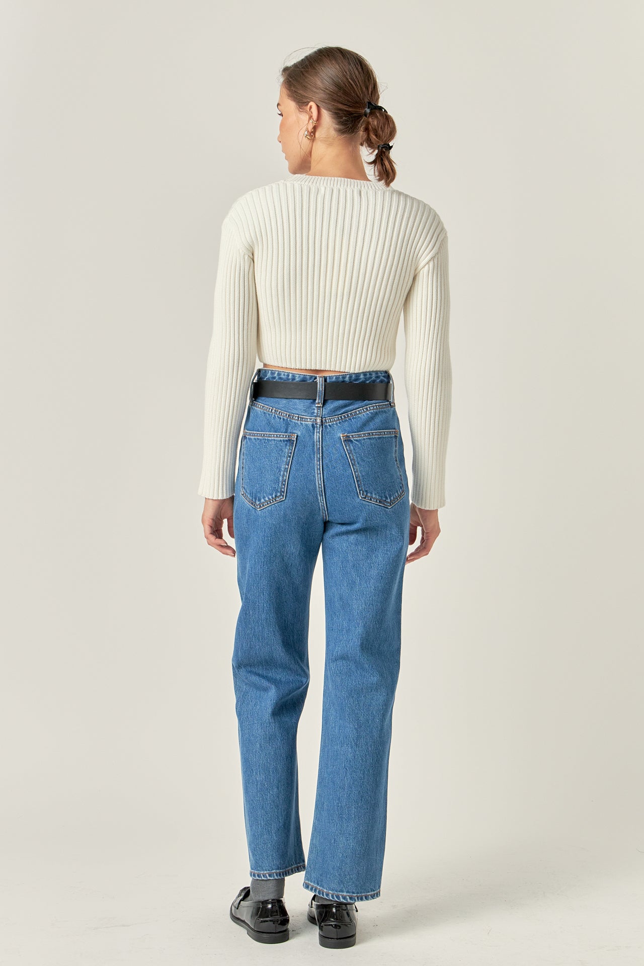 ENGLISH FACTORY - Cropped Ribbed Knit Sweater - SWEATERS & KNITS available at Objectrare