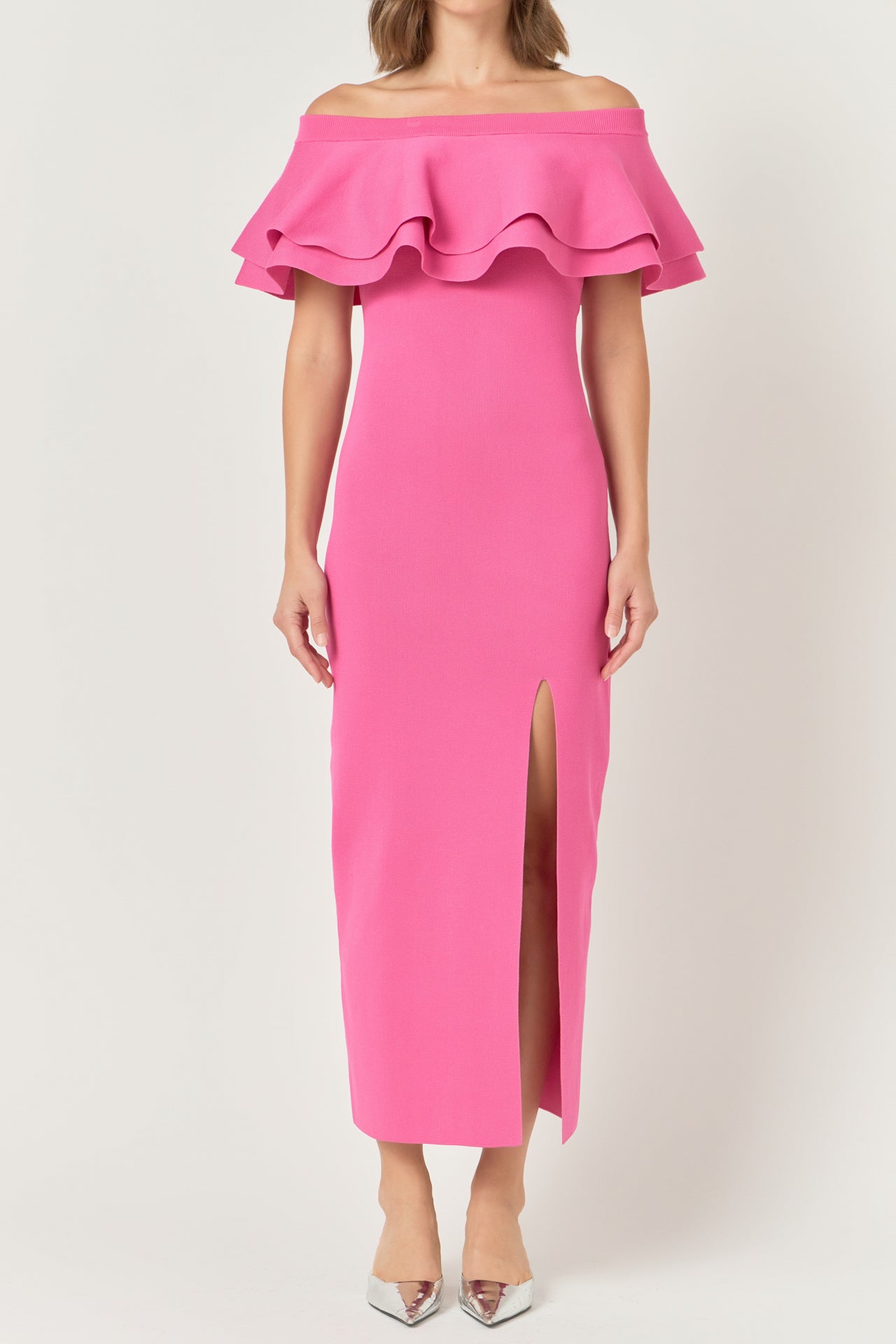 ENDLESS ROSE - Off the Shoulder Ruffle Maxi Dress - DRESSES available at Objectrare