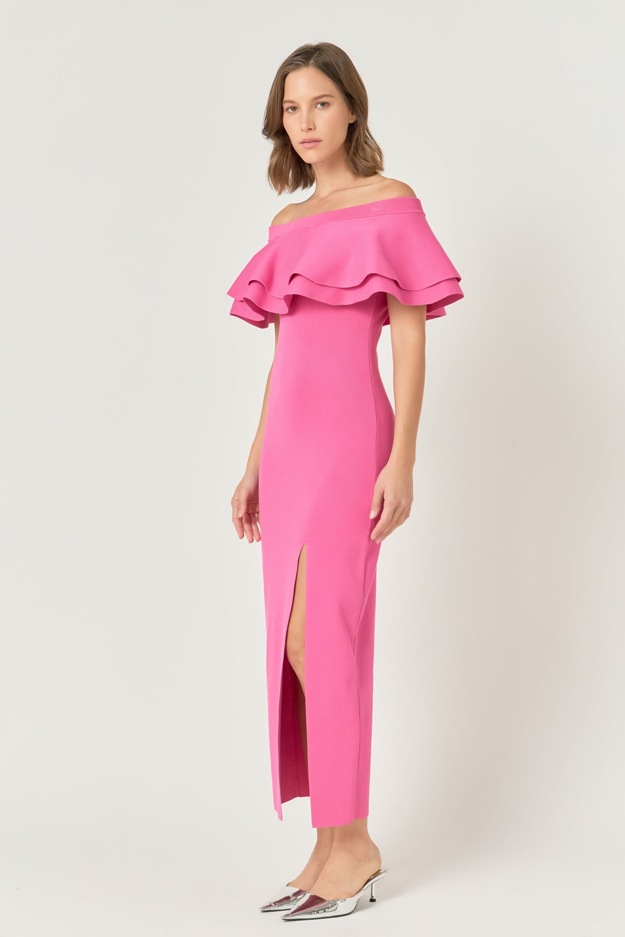 ENDLESS ROSE - Off the Shoulder Ruffle Maxi Dress - DRESSES available at Objectrare