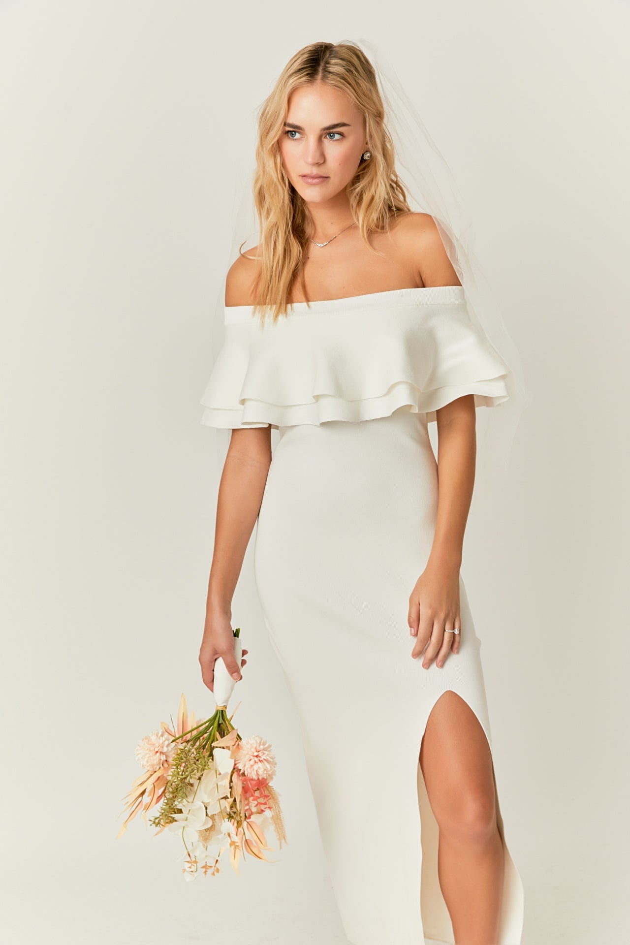 ENDLESS ROSE - Off the Shoulder Ruffle Maxi Dress - DRESSES available at Objectrare